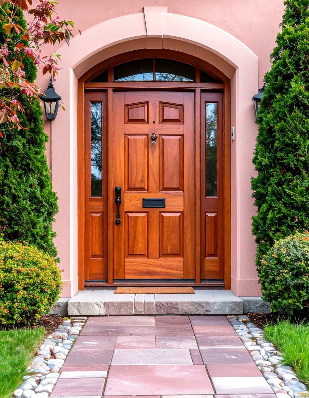 Natural Cherry Stained Front Door - 24 Stained Front Door Ideas