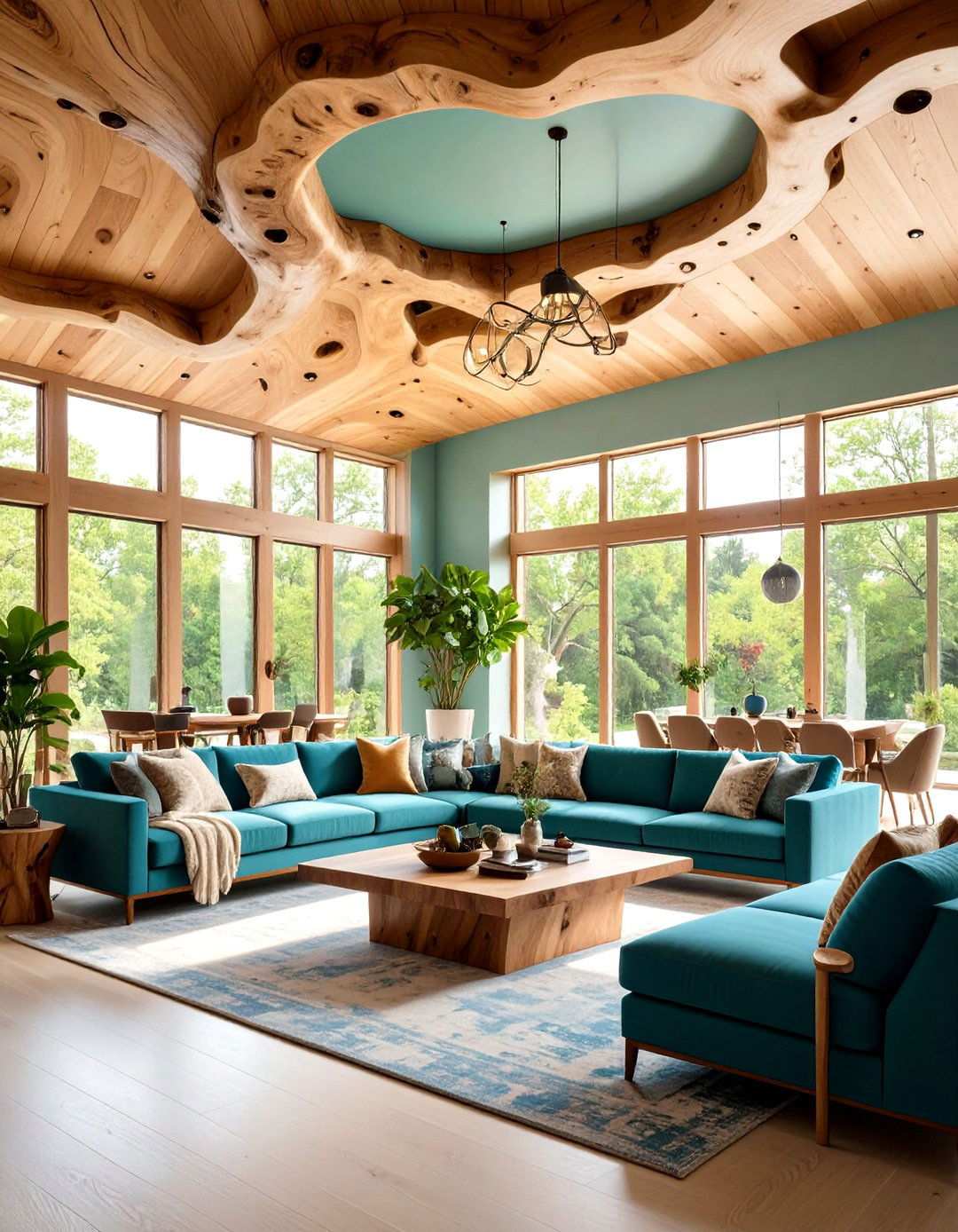 Natural Edge Wood Ceiling Elements - 24 Wood Ceiling Ideas
