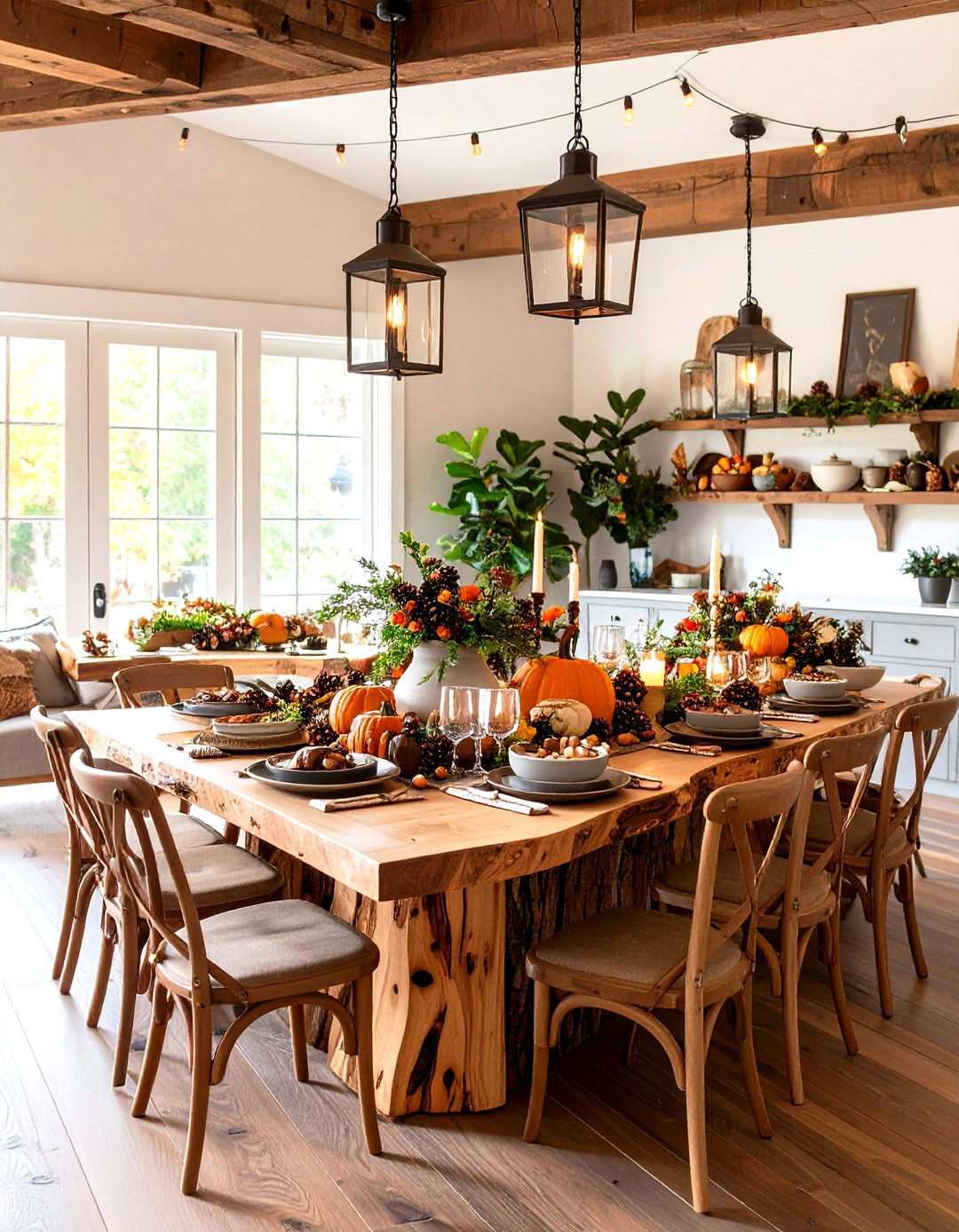 Natural Elements Buffet - 24 Thanksgiving Decoration Ideas