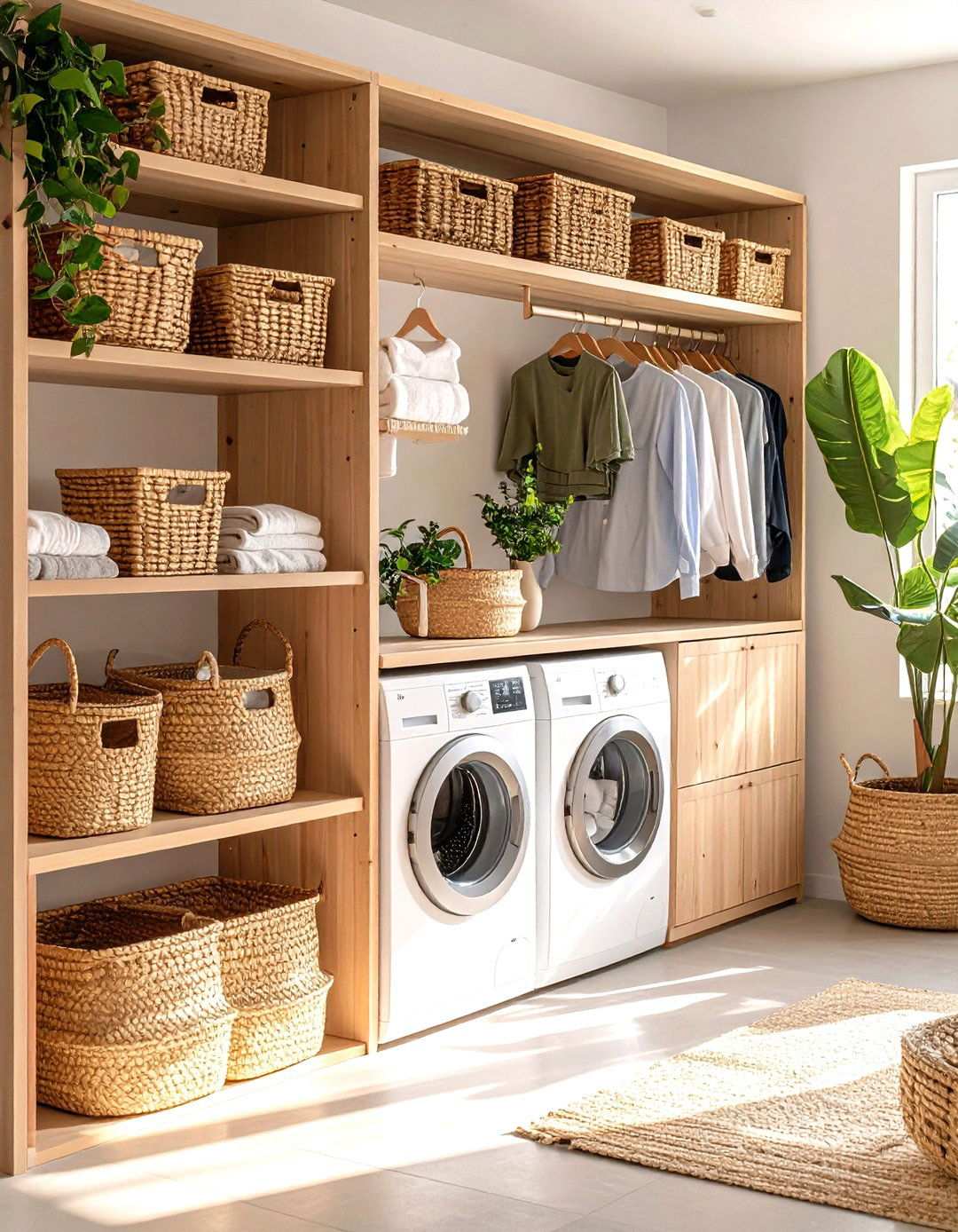 Natural Fiber and Texture Focus - 24 Laundry Closet Ideas