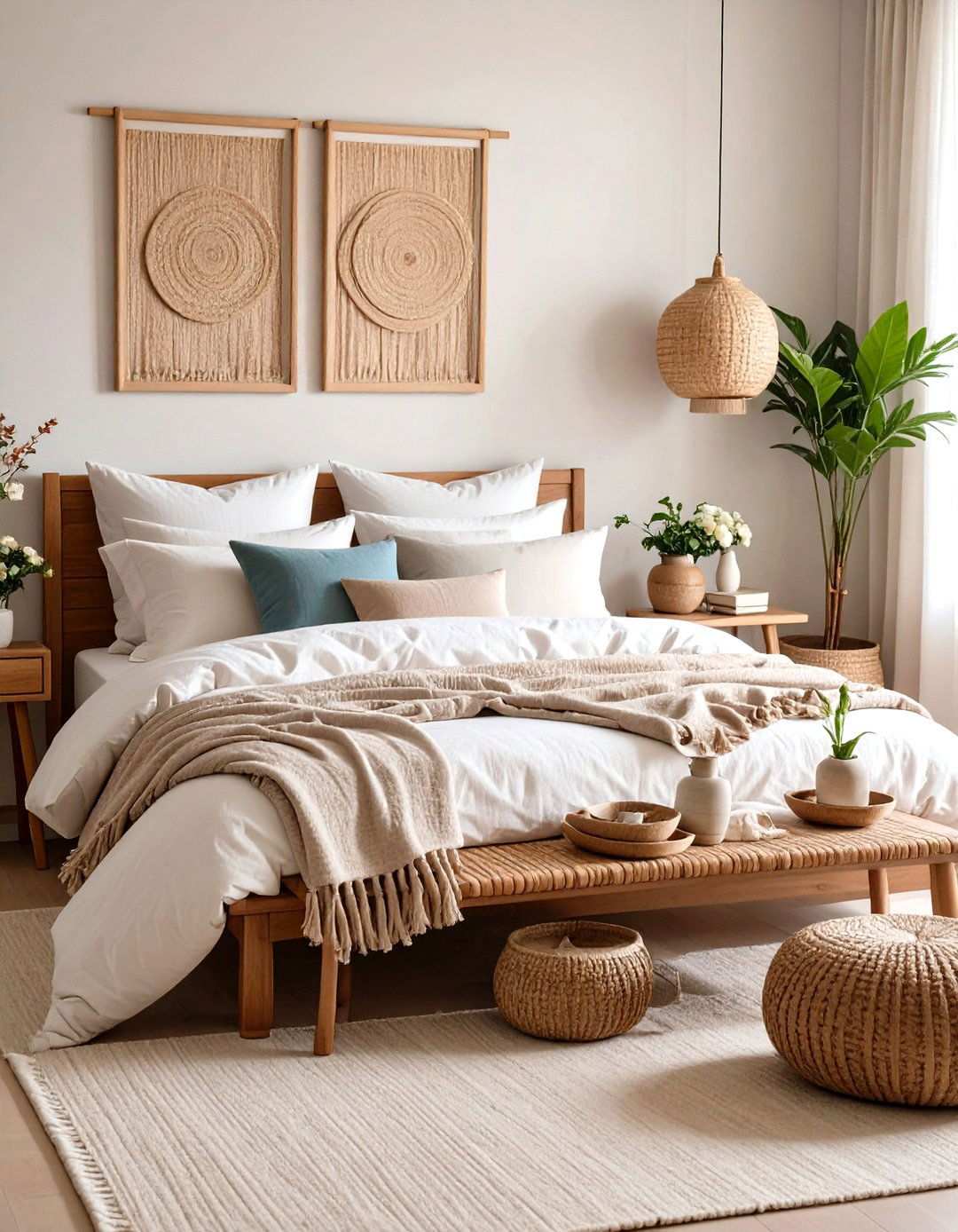 Natural Fiber Bedding Materials - 24 Japanese Bedroom Design Ideas