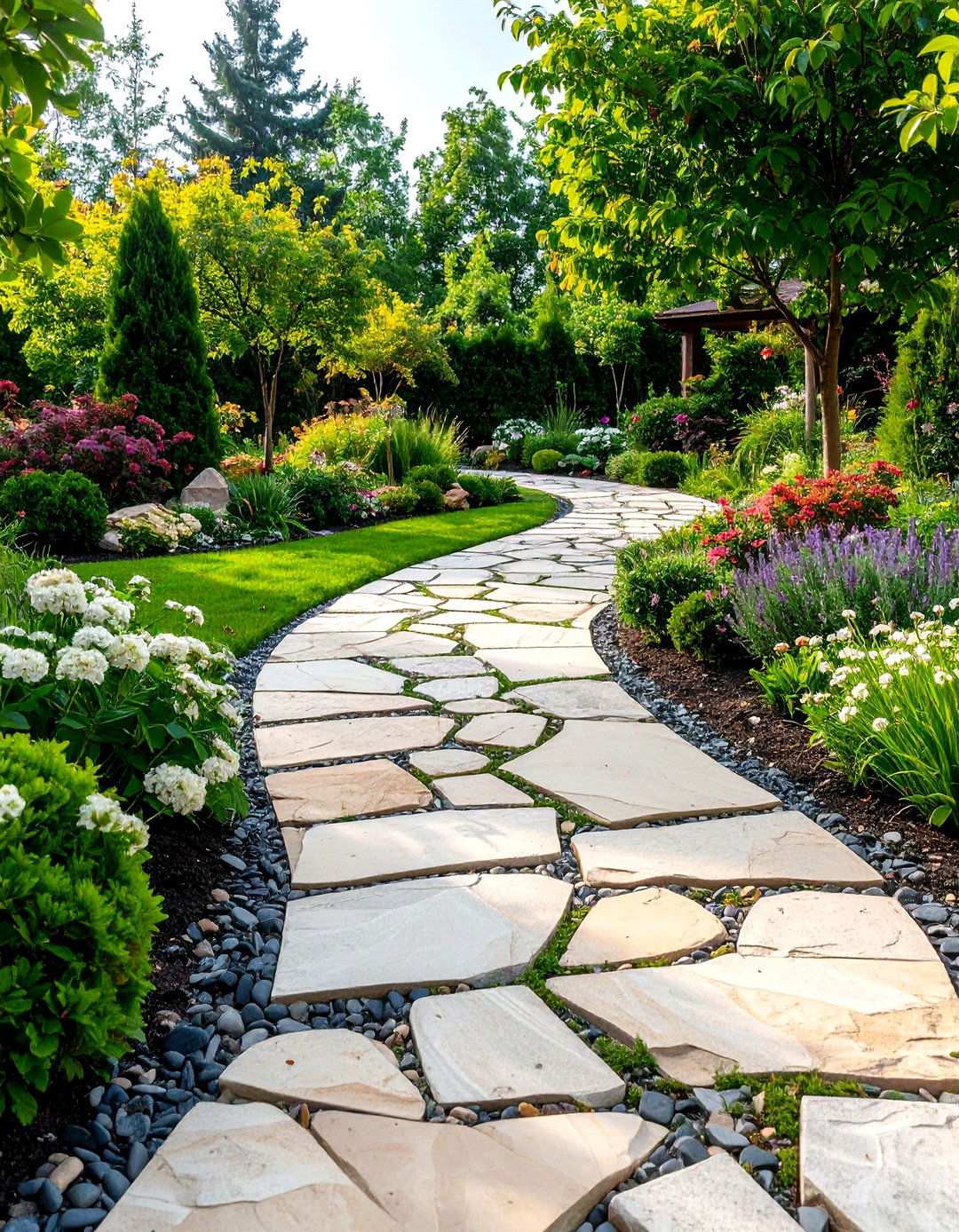 Natural Flagstone Irregular Pattern Walkway - 24 Paver Walkway Ideas