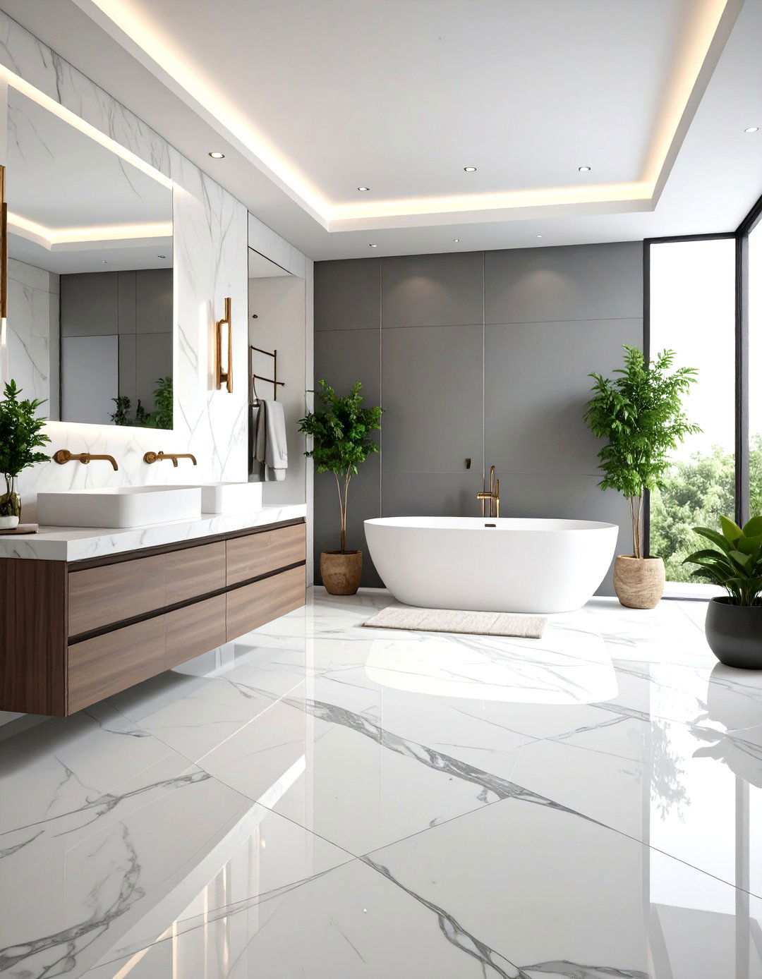 Natural Marble Elegance - 24 Small Bathroom Flooring Ideas