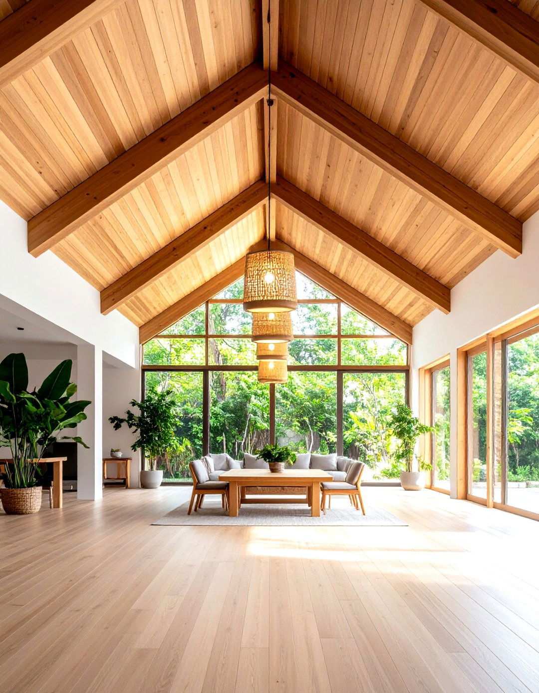Natural Material Integration - 24 Vaulted Ceiling Lighting Ideas