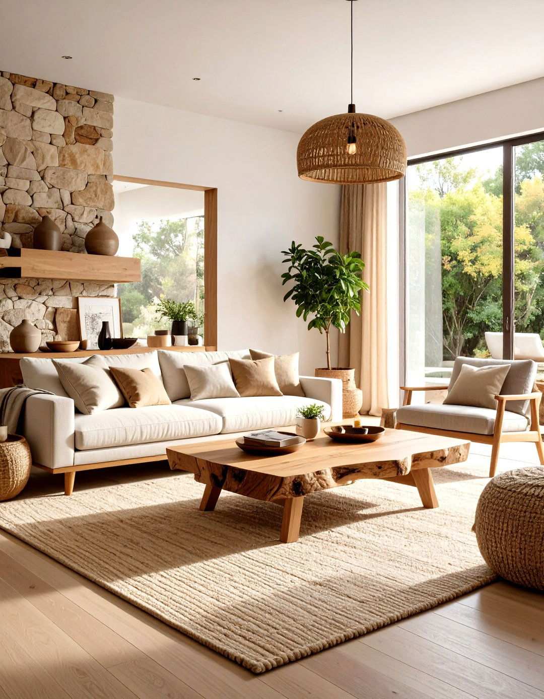 Natural Materials Living Room - 24 Transitional Living Room Ideas