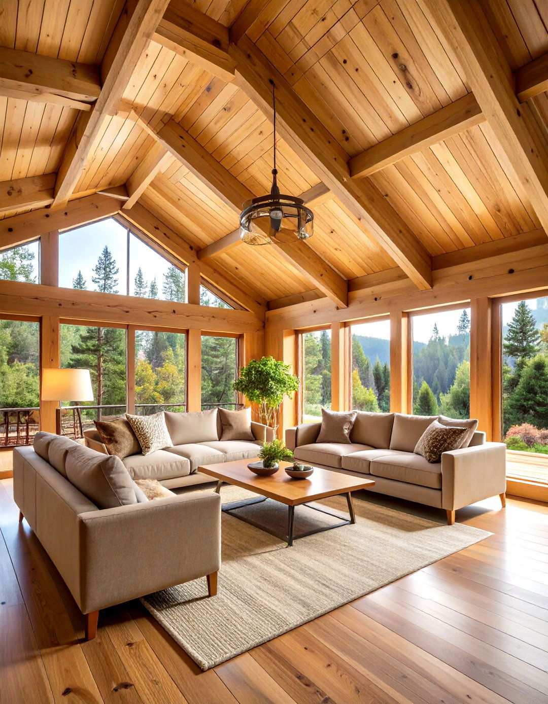 Natural Pine Tongue and Groove Ceiling - 24 Wood Plank Ceiling Ideas