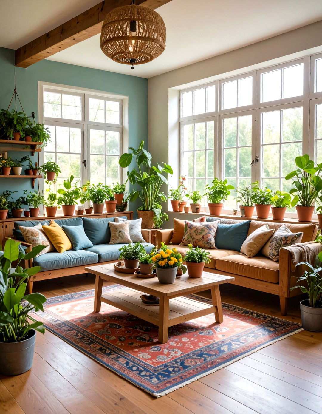 Natural Plant Integration - 24 Rustic Living Room Ideas