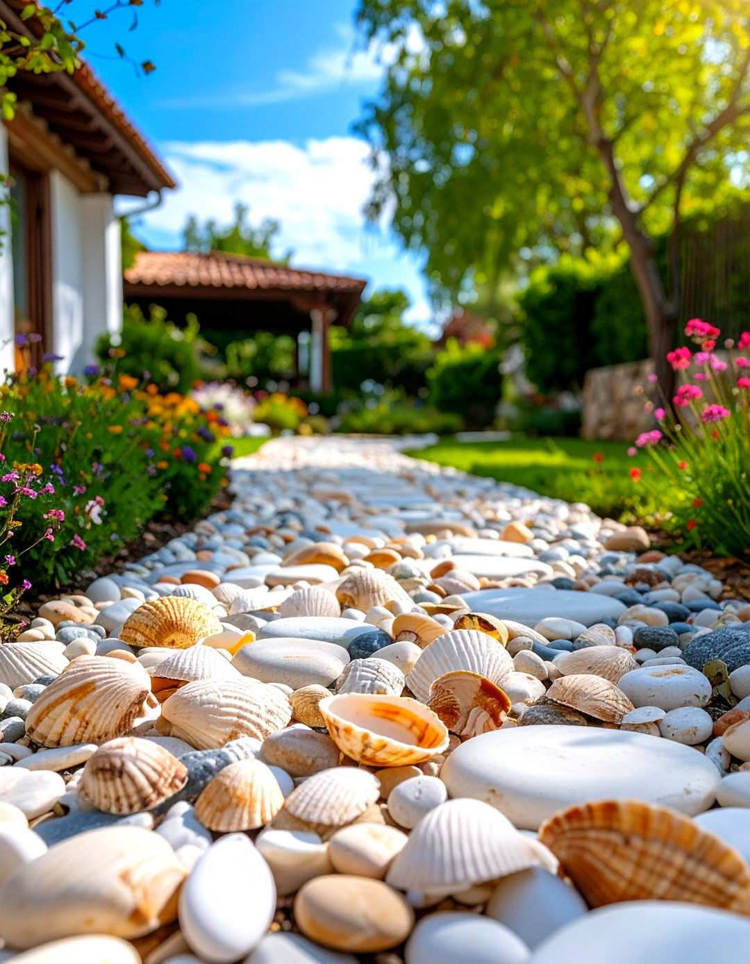 Natural Shell and Pebble Combinations - 24 Natural Walkway Ideas