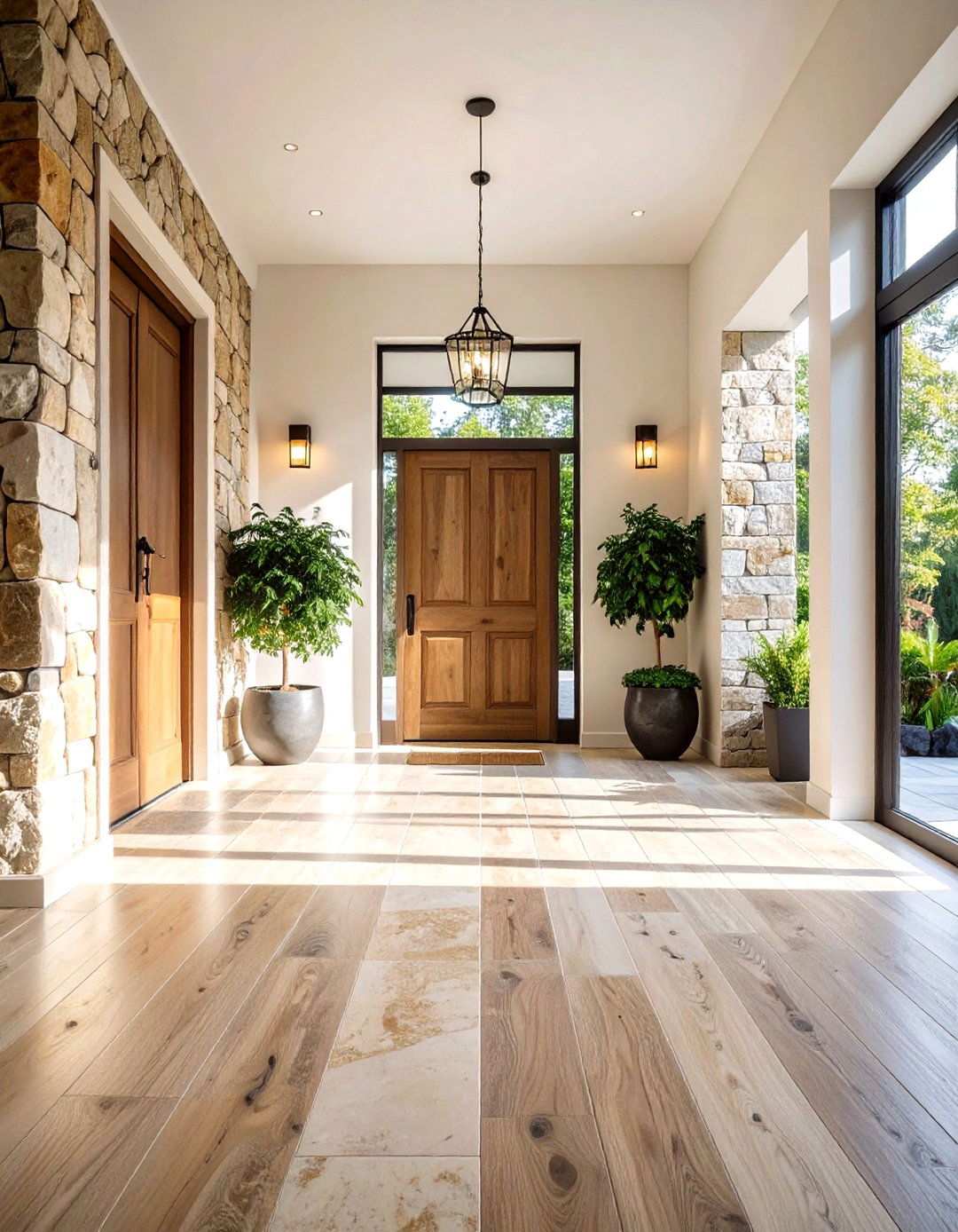 Natural Stone Accents - 24 Scandinavian Entryway Ideas