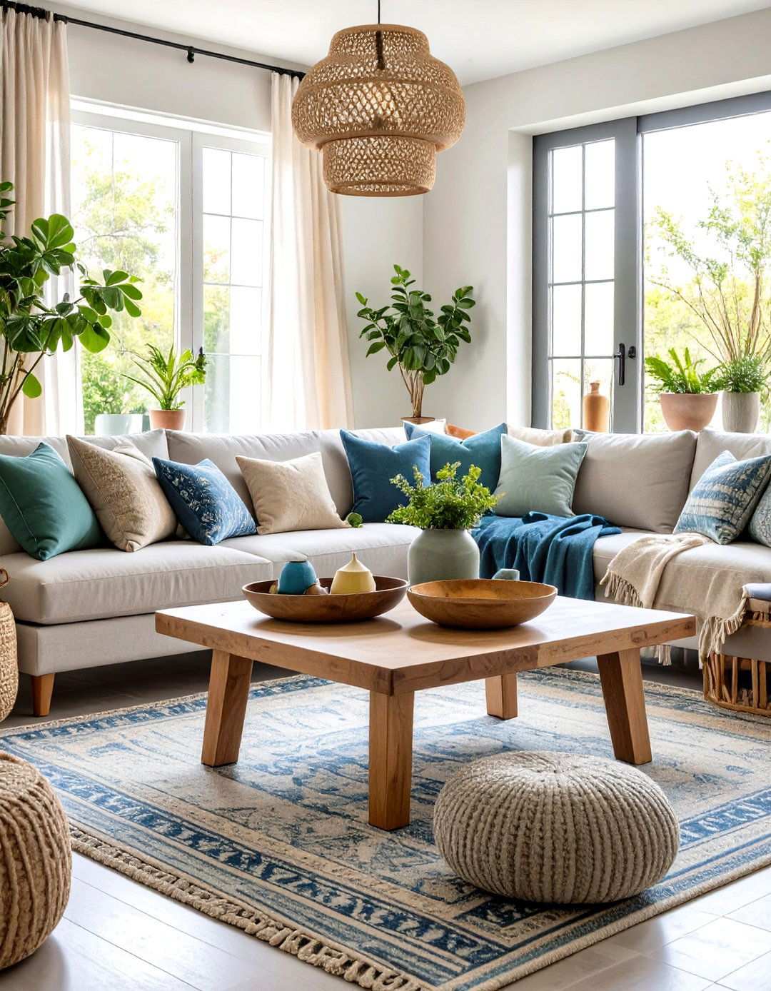 Natural Stone and Neutral Living Room - 24 Neutral Boho Living Room Ideas