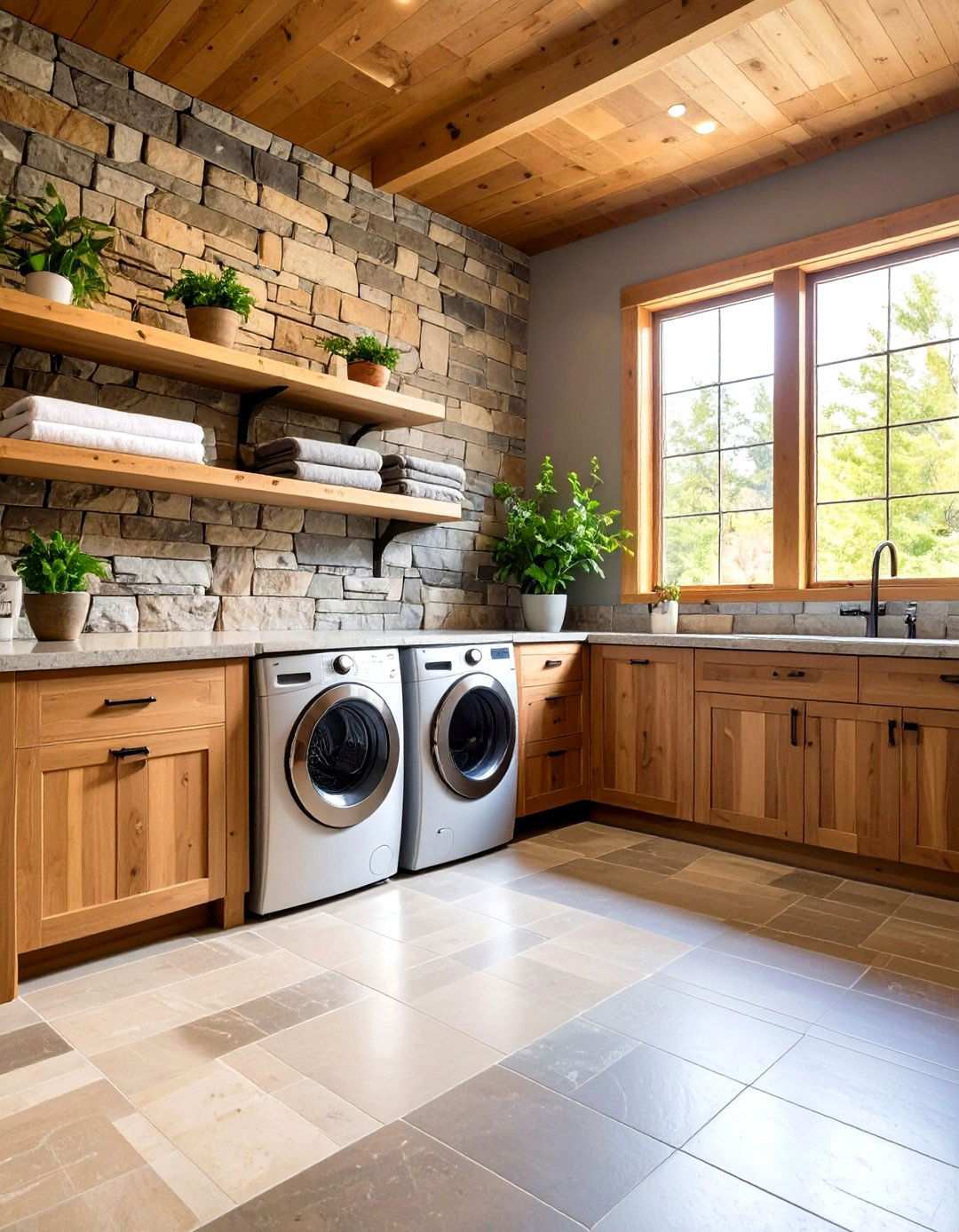 Natural Stone and Texture - 24 Laundry Room Decor Ideas
