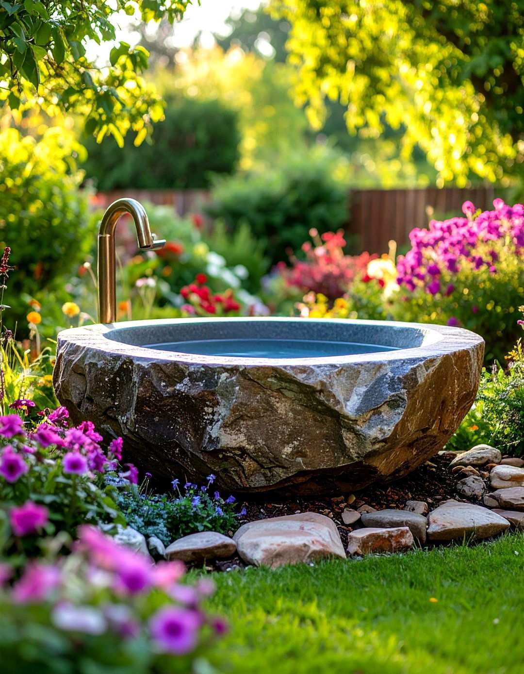 Natural Stone Boulder Sink - 24 outdoor sink ideas