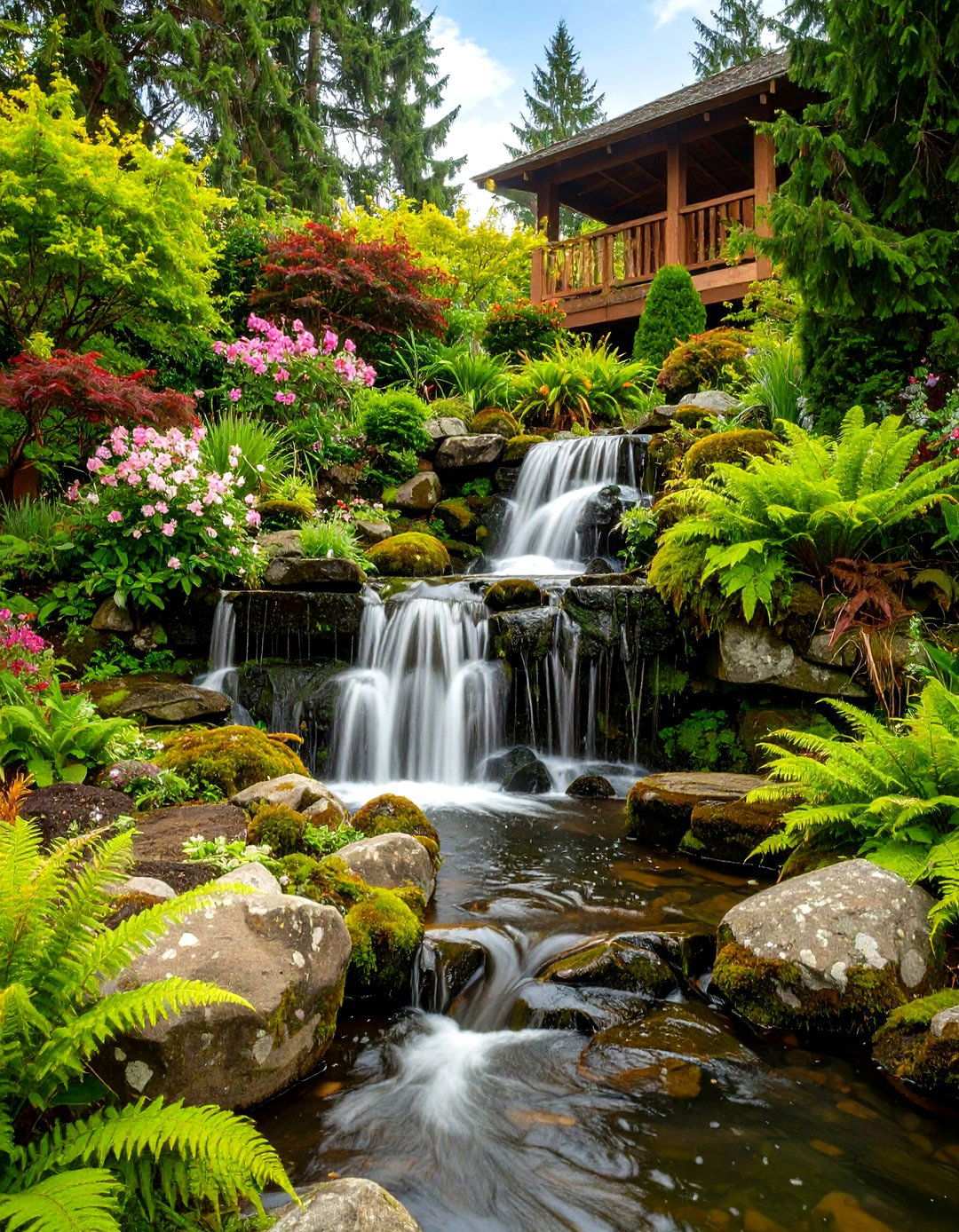 Natural Stone Cascade Waterfall - 24 Pondless Waterfall Design Ideas
