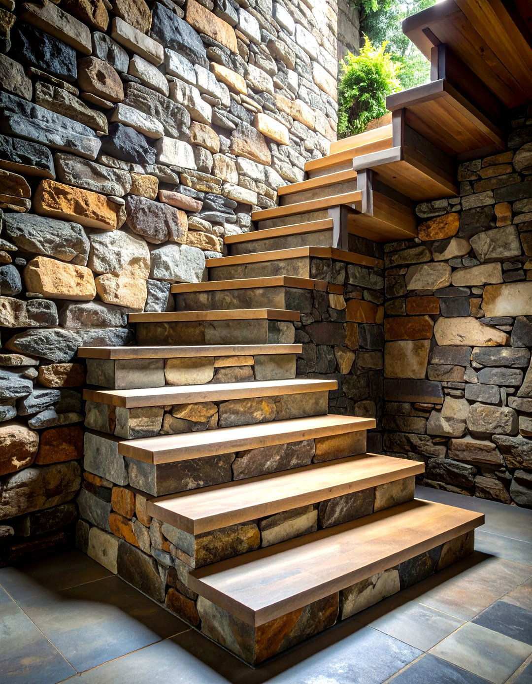 Natural Stone Cladding - 24 Staircase Wall Ideas