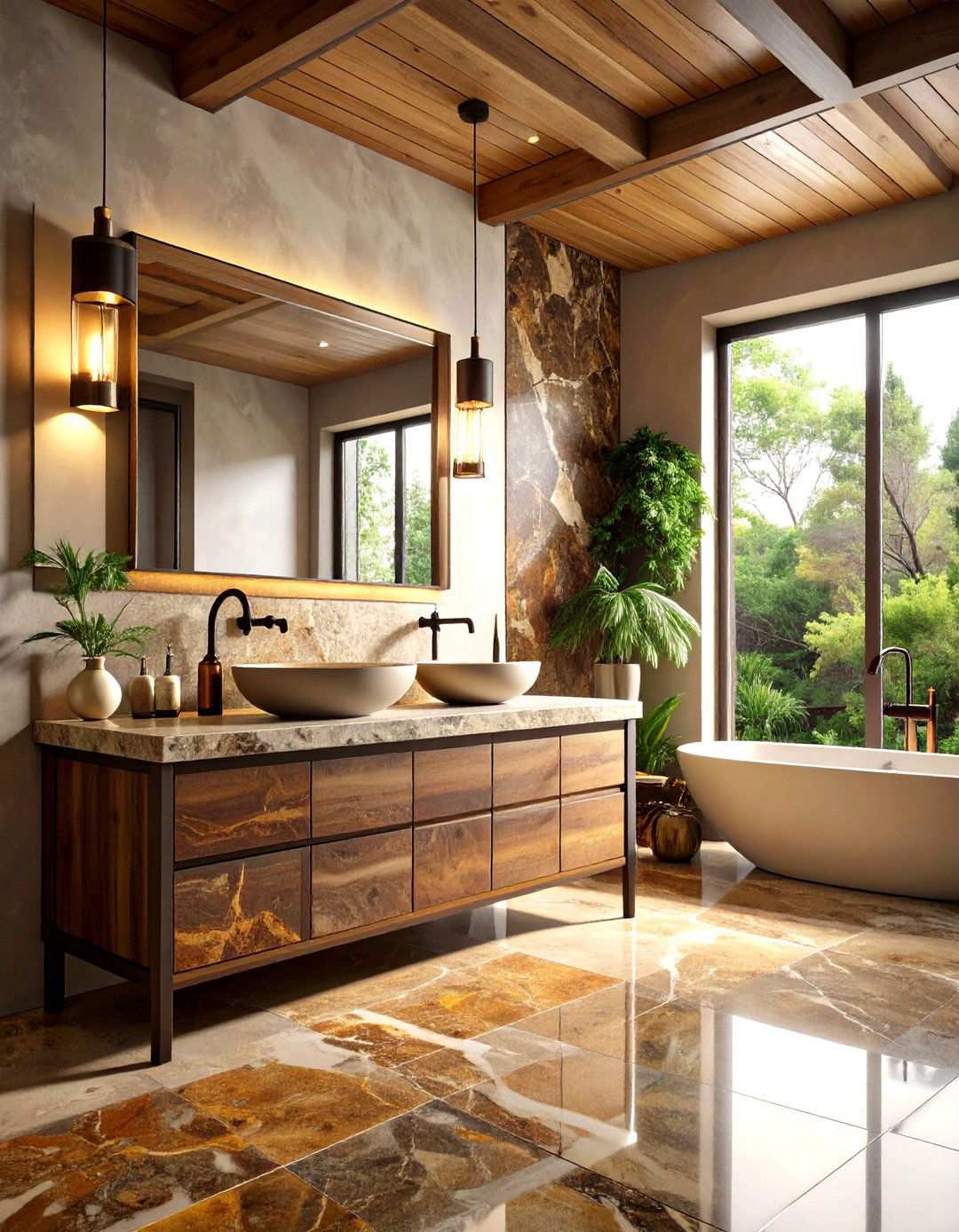 Natural Stone Countertop Bathroom - 24 Tuscan Bathroom Ideas