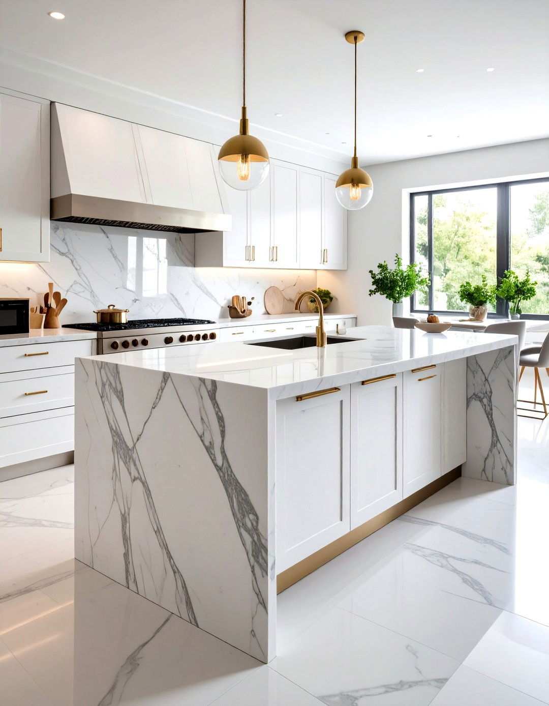 Natural Stone Countertop Features - 24 Minimalist Kitchen Ideas