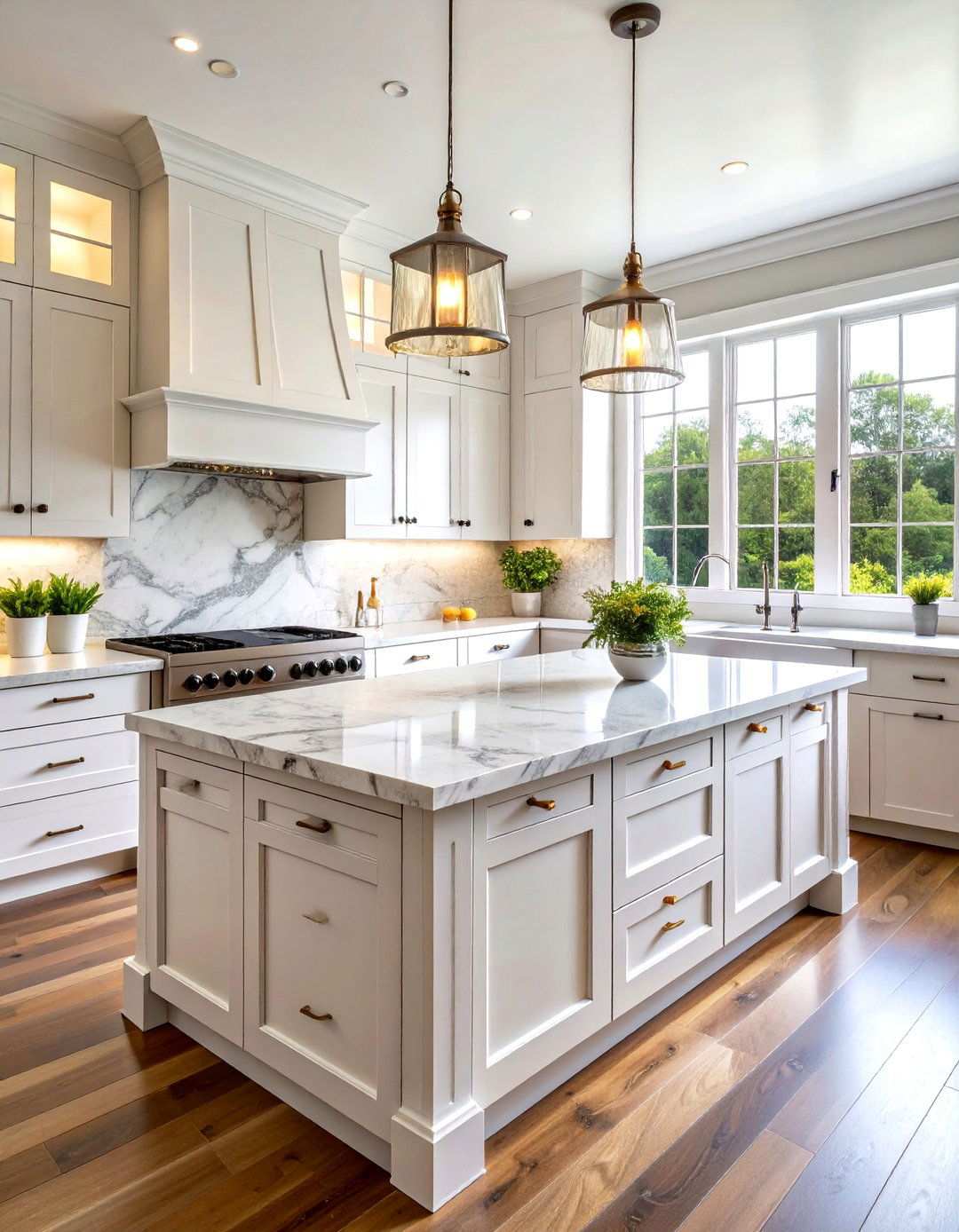 Natural Stone Countertop Kitchen - 24 White Farmhouse Kitchen Ideas