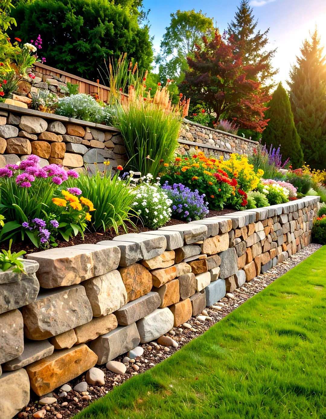 Natural Stone Dry Stack Retaining Wall - 24 Inexpensive Retaining Wall Ideas