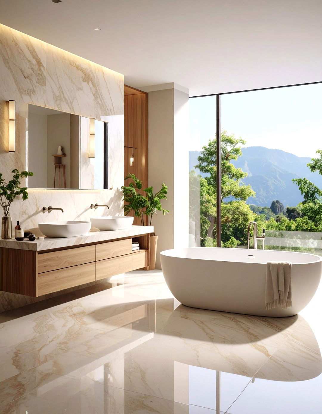 Natural Stone Features - 24 Small Master Bathroom Ideas