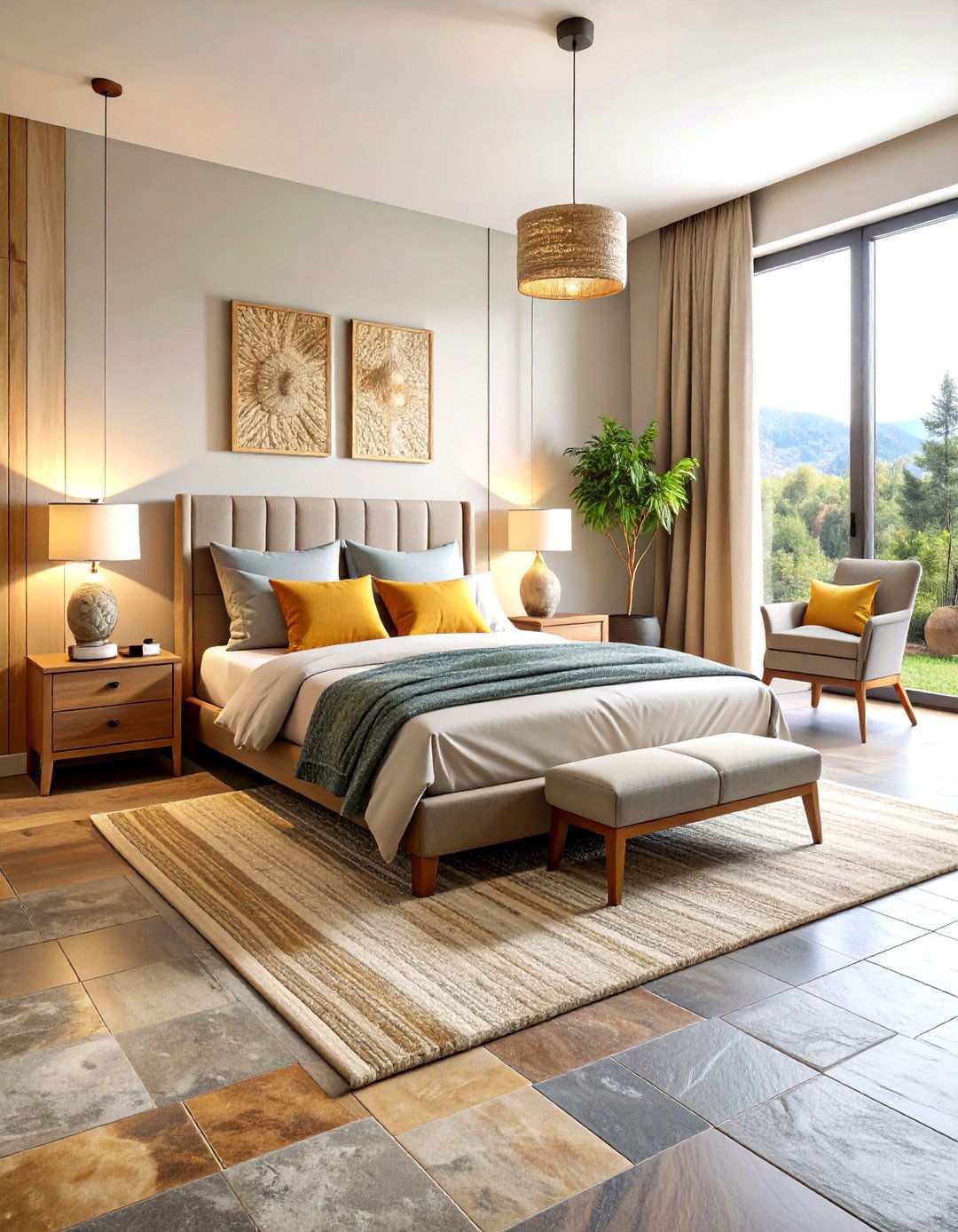 Natural Stone Flooring Elements - 24 Rustic Bedroom Ideas
