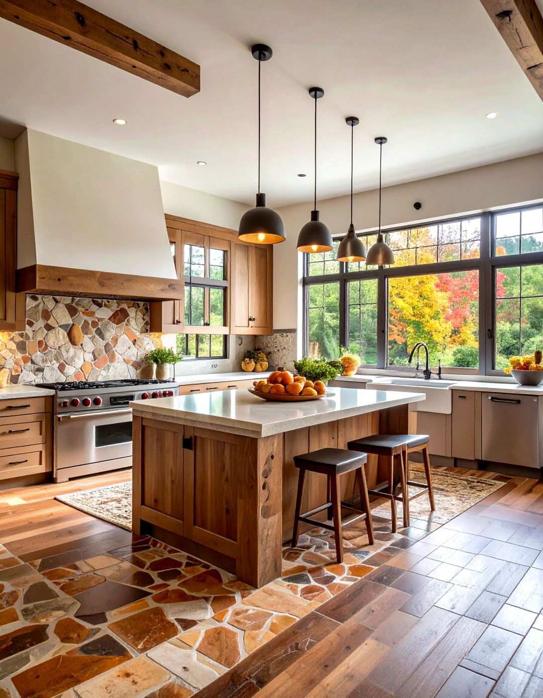 Natural Stone Mosaic Chip Pattern - 24 Modern Kitchen Backsplash Ideas