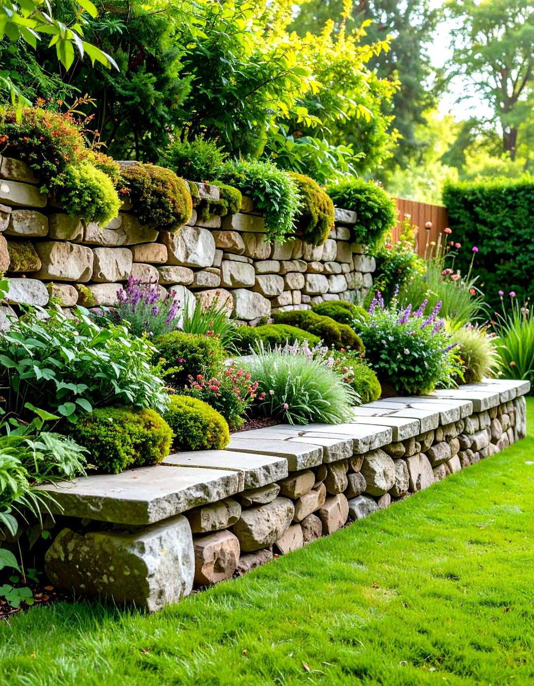Natural Stone Seating Walls - 24 Rustic Landscaping Ideas
