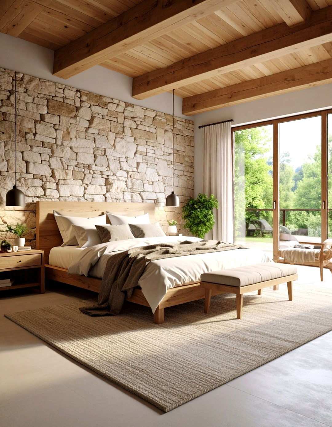 Natural Stone Texture Sanctuary - 24 Mediterranean Bedroom Ideas