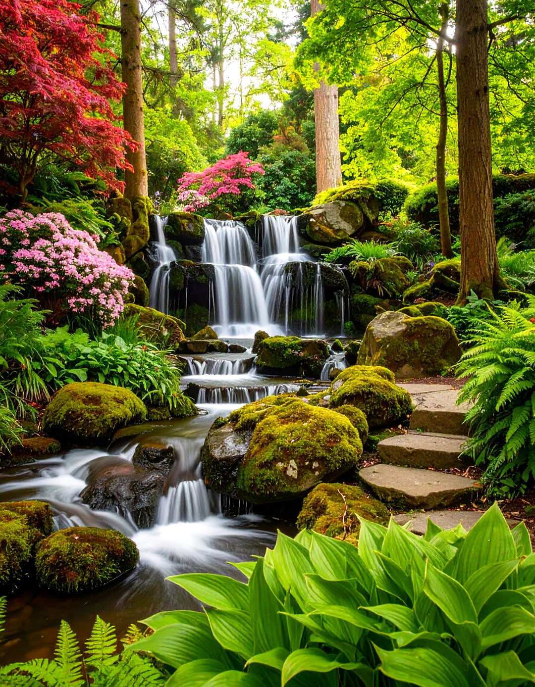 Natural Stone Waterfall Cascade - 24 Pond Landscaping Ideas