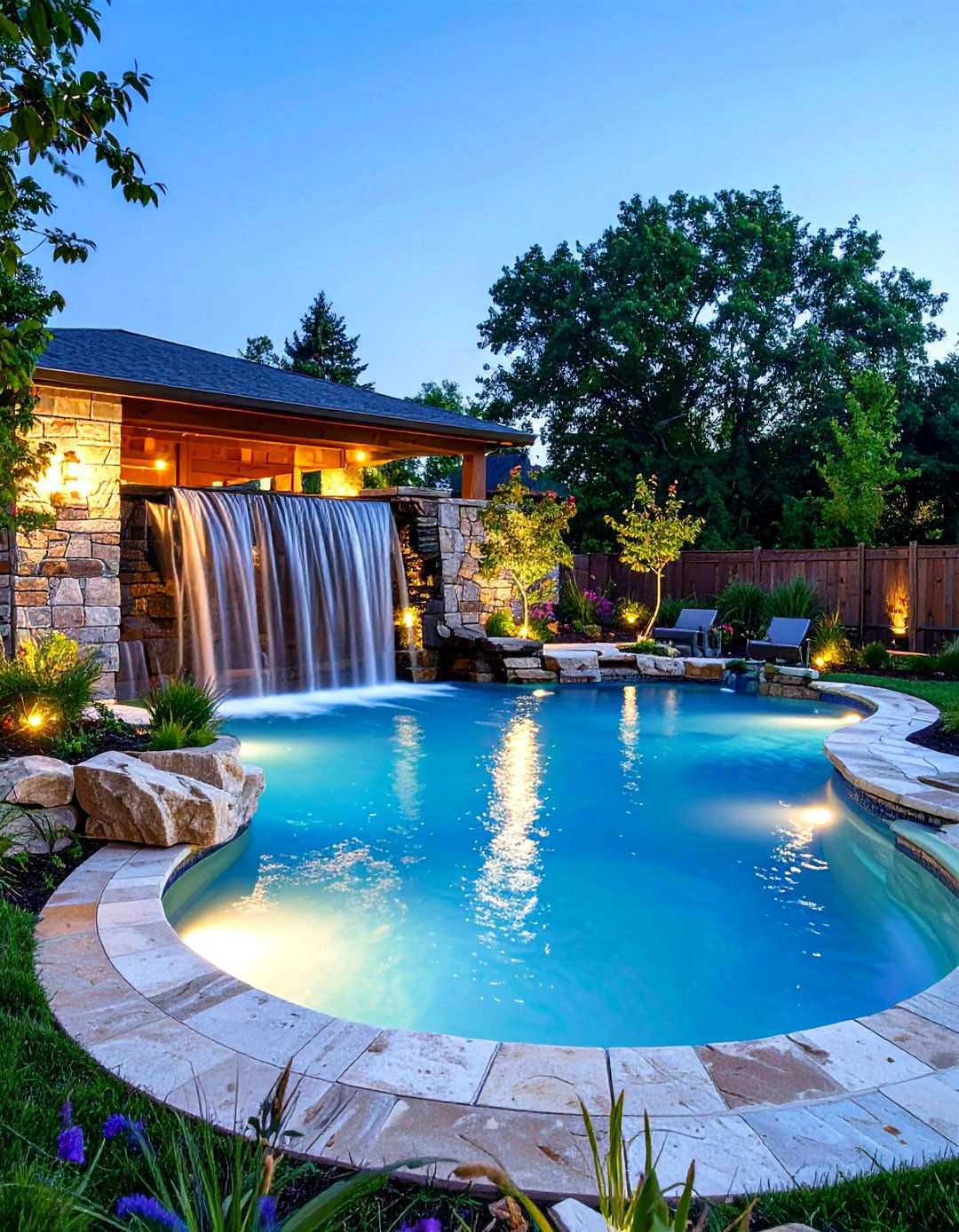 Natural Stone Waterfall Lagoon Pool - 24 Lagoon Pool Ideas