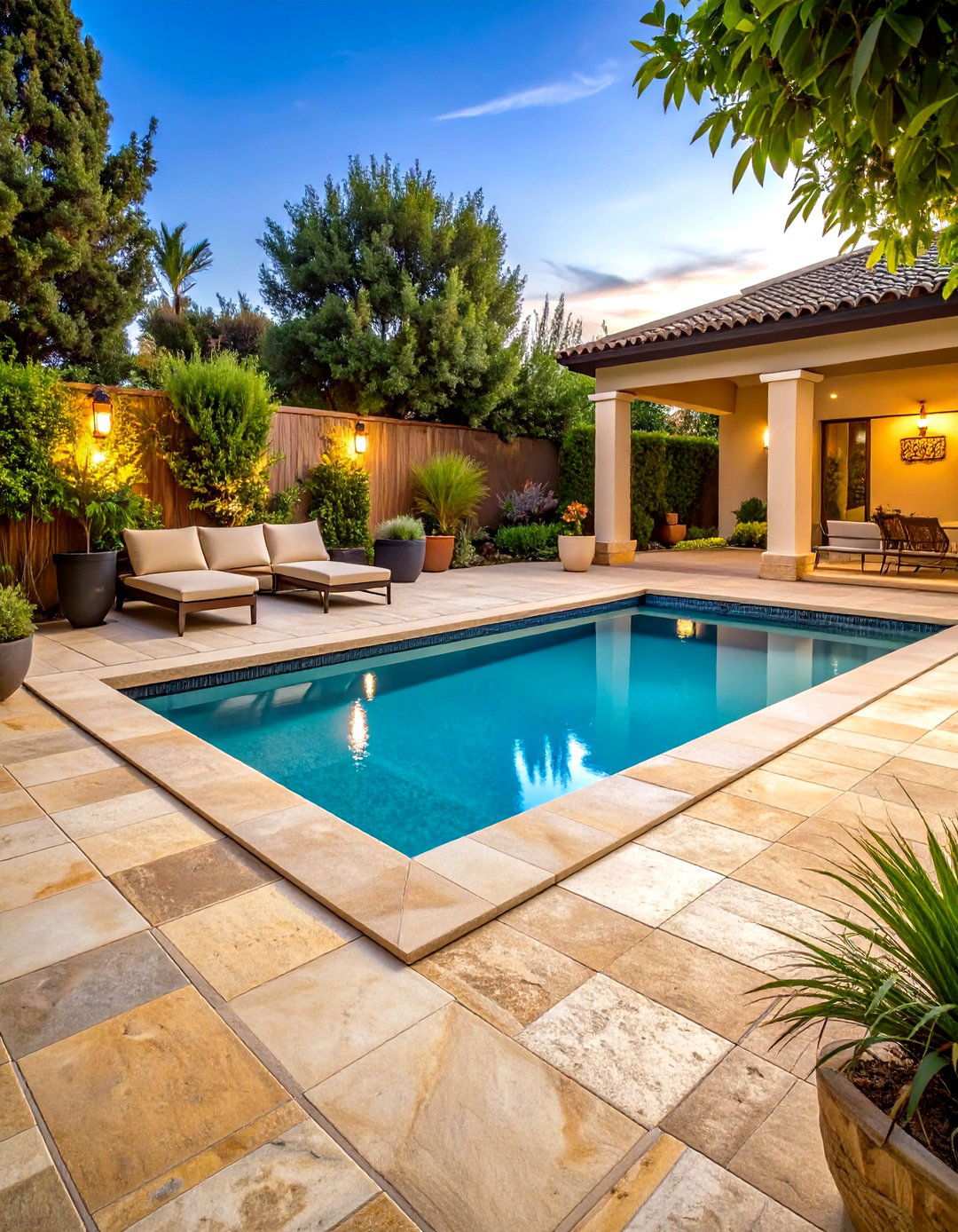 Natural Travertine Pool Decking - 24 Pool Tile Ideas