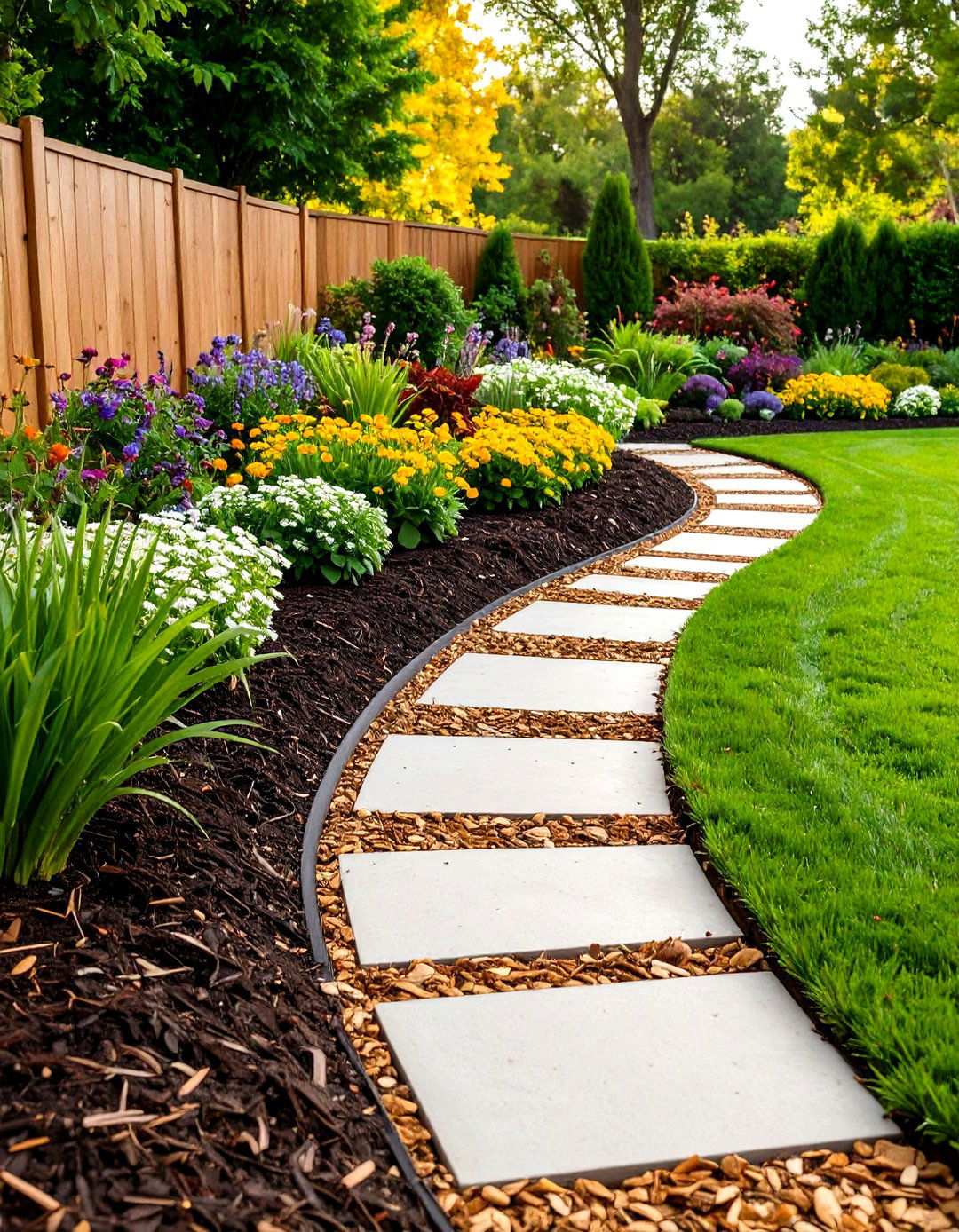 Natural Trench Mulch Edging with Organic Slope - 24 Mulch Edging Ideas