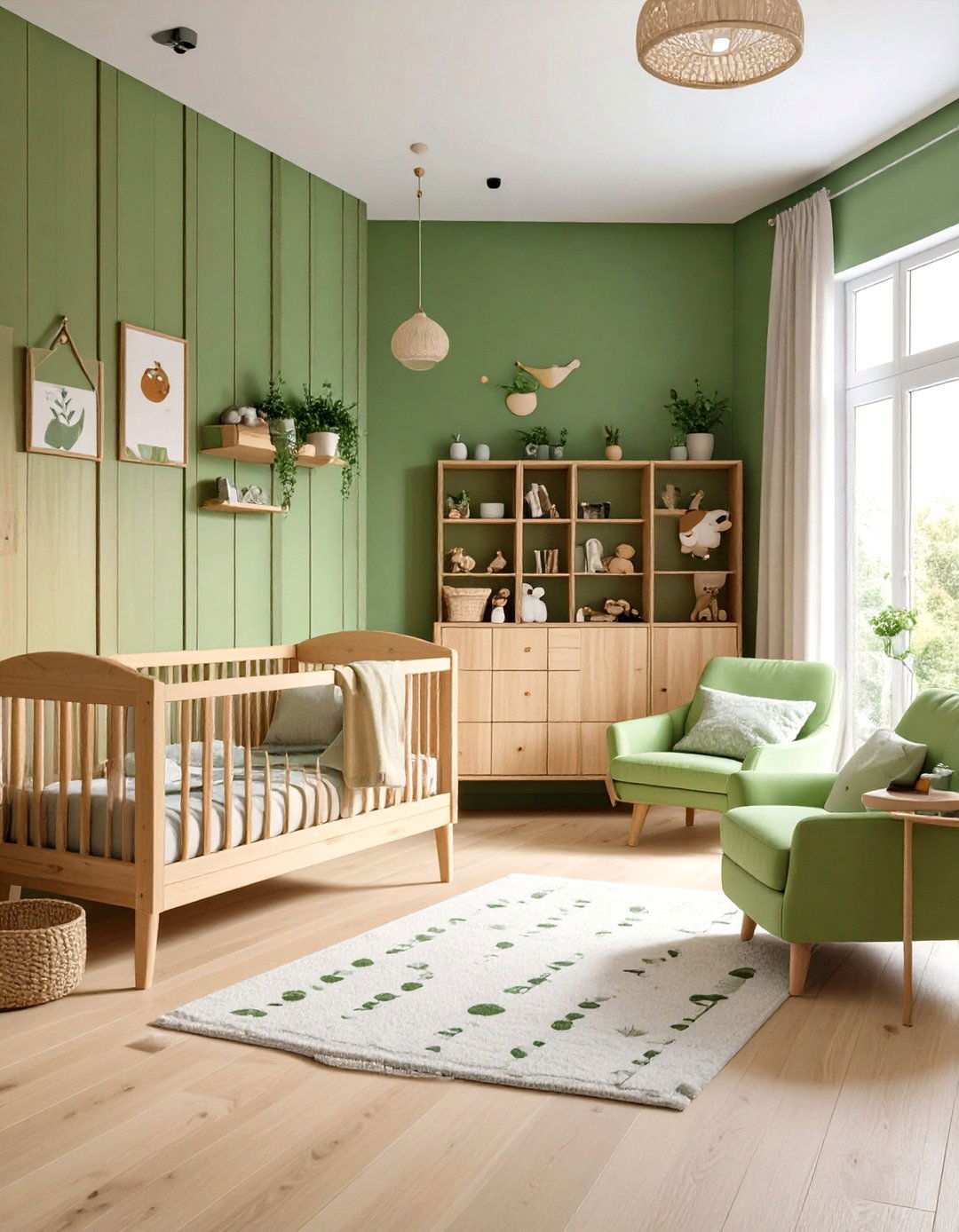 Natural Wood and Green Accent - 24 Woodland Nursery Ideas