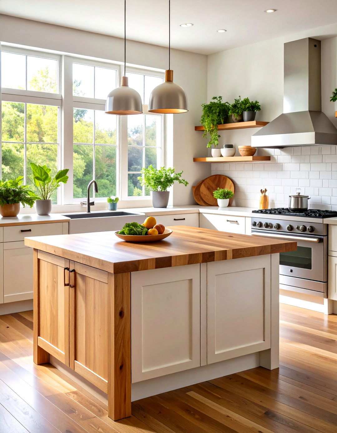 Natural Wood Butcher Block Surfaces - 24 Tudor Kitchen Ideas