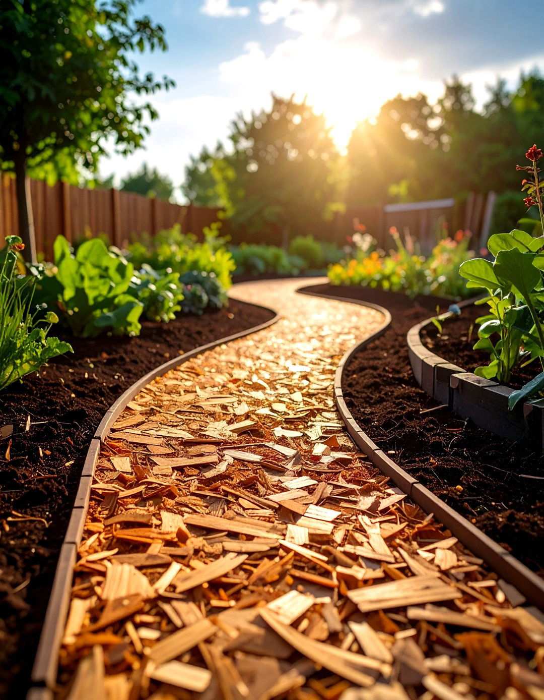 Natural Wood Chip Pathways - 24 Mulch Pathway Ideas
