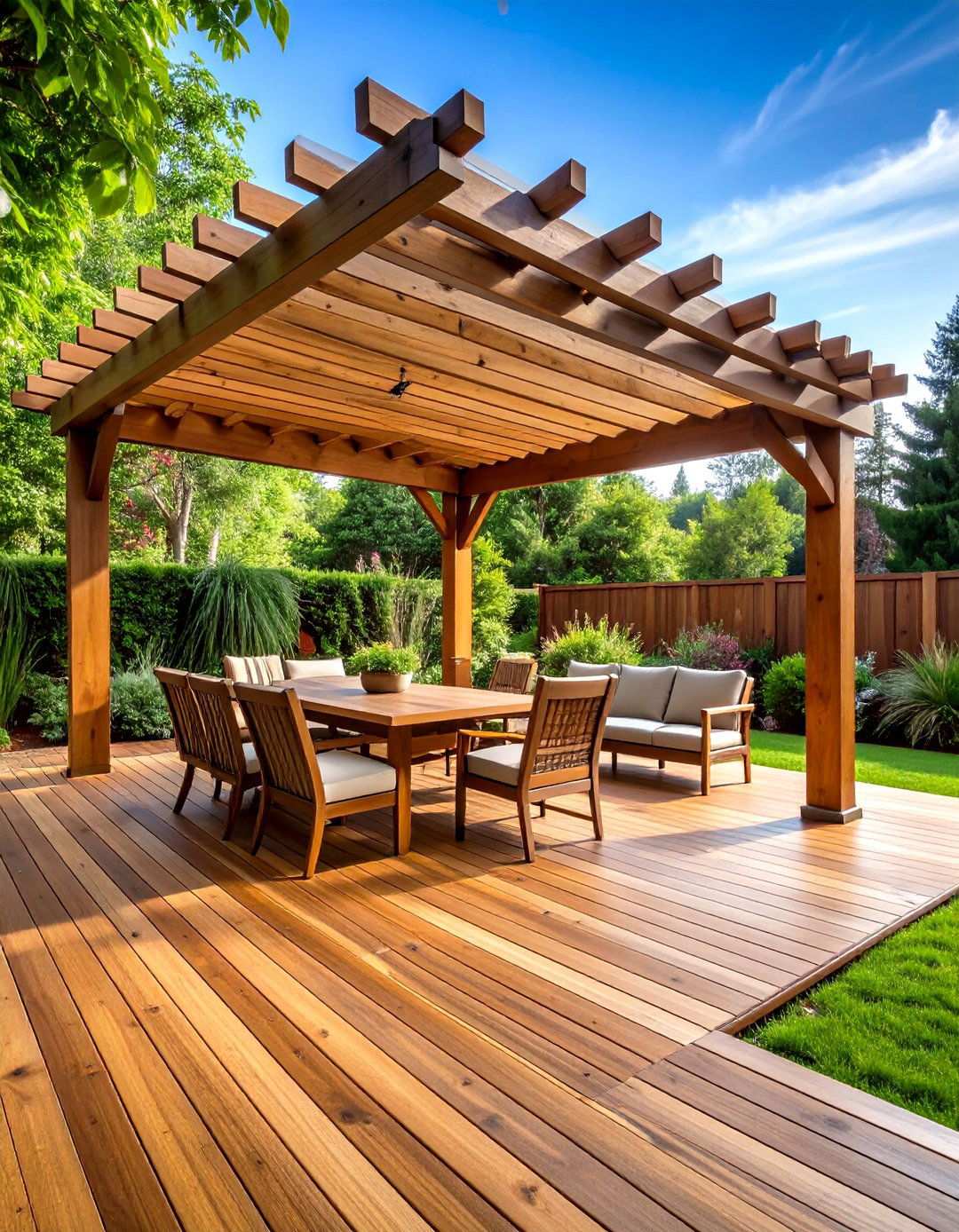 Natural Wood Decking Pergola Floors - 24 Pergola Flooring Ideas