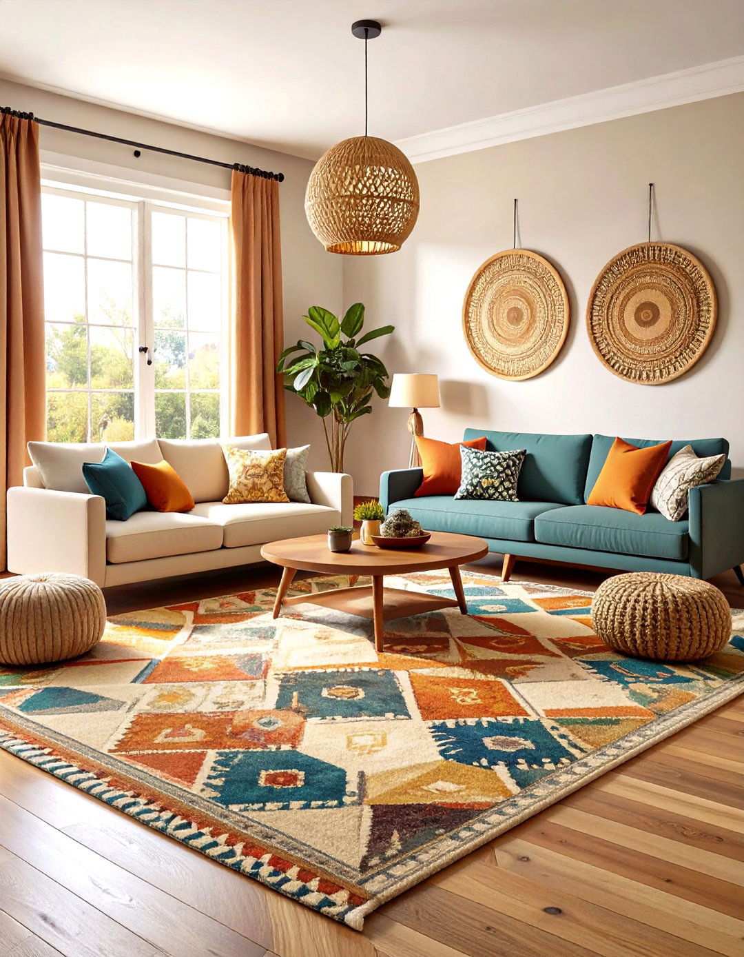Natural Wood Flooring with Prairie Style Area Rugs - 24 Prairie-style Interior Design Ideas