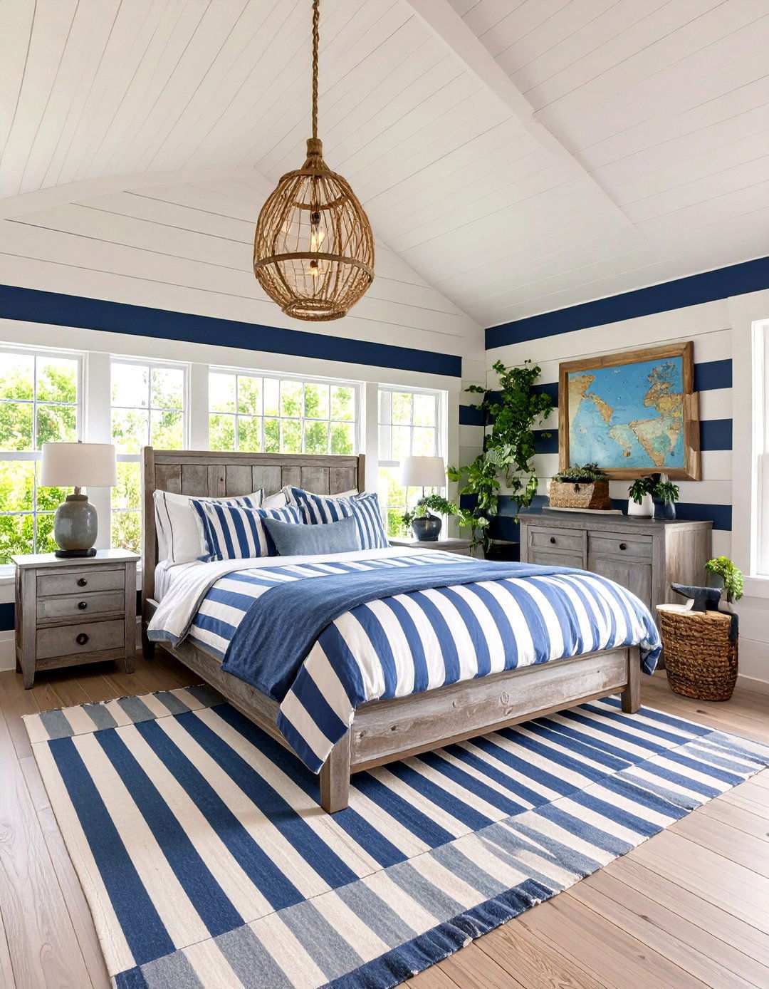 Nautical Themed Coastal Bedroom - 24 Low Sloped Ceiling Bedroom Ideas