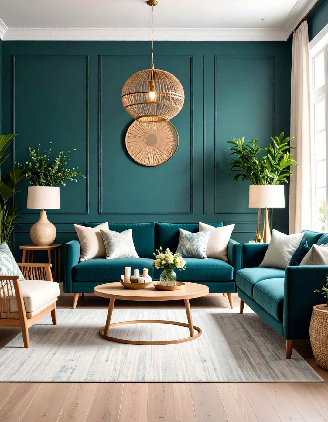 Navy and Green Living Room - 24 Navy Living Room Ideas
