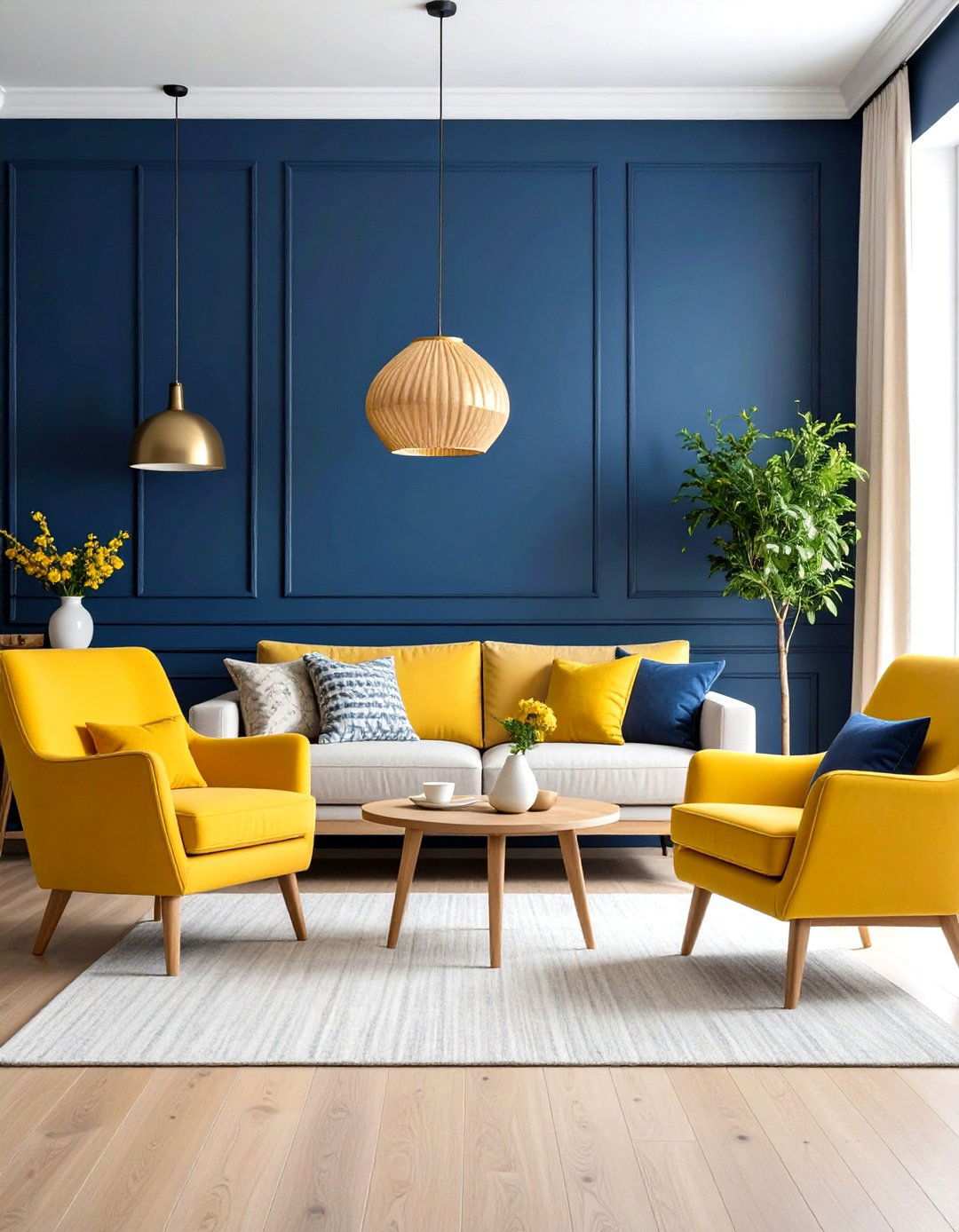 Navy and Mustard Living Room - 24 Navy Living Room Ideas