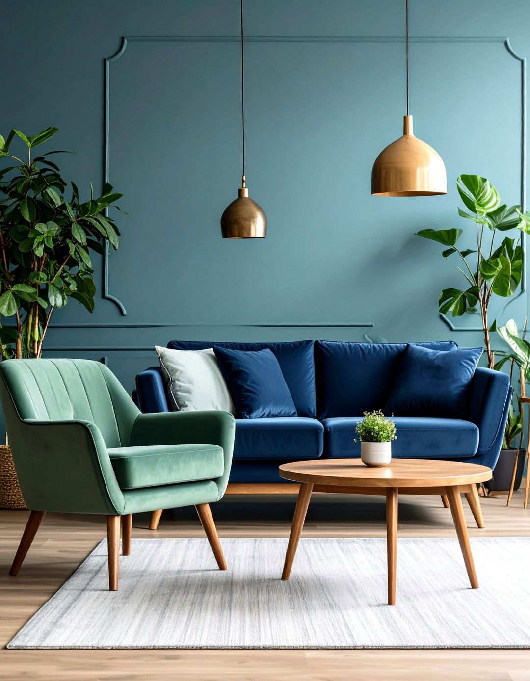 Navy and Sage Green Nature - 24 Navy Blue Living Room Ideas