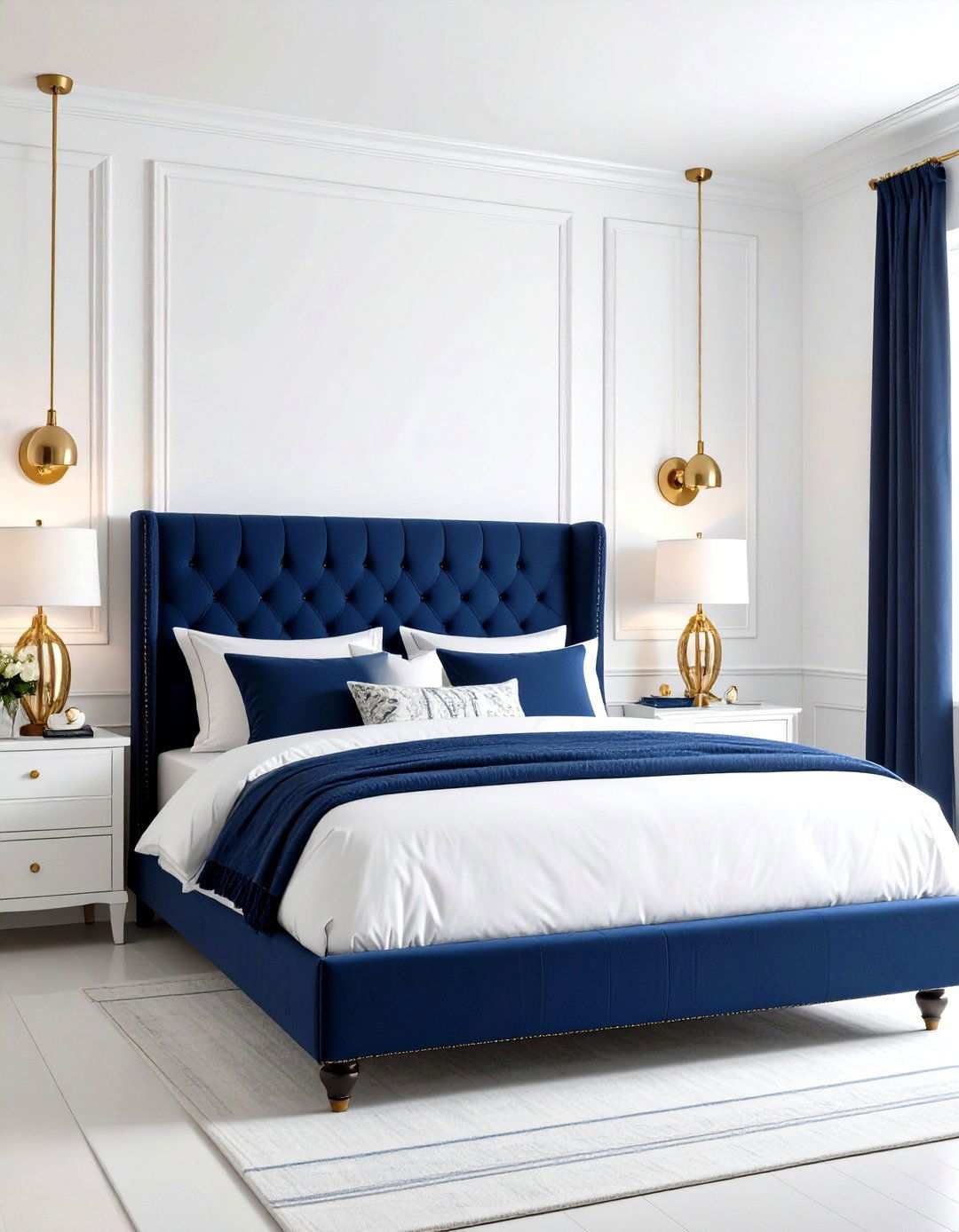Navy and White Nautical Bedroom - 24 Preppy Room Ideas