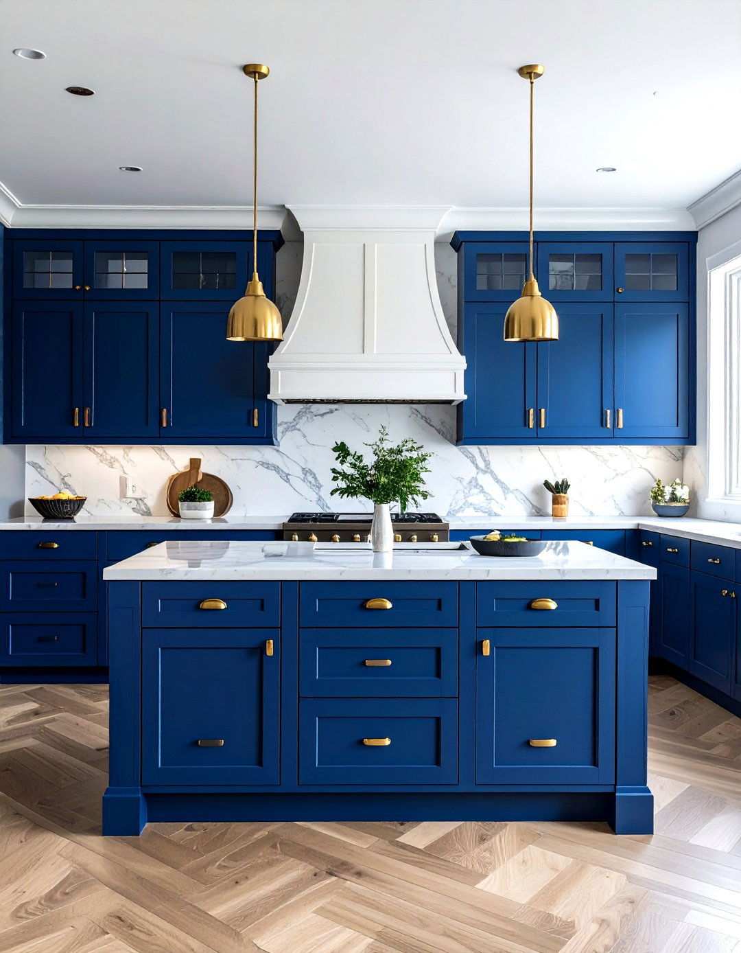 Navy Blue and White Classic Contrast - 24 Two Tone Kitchen Cabinet Ideas