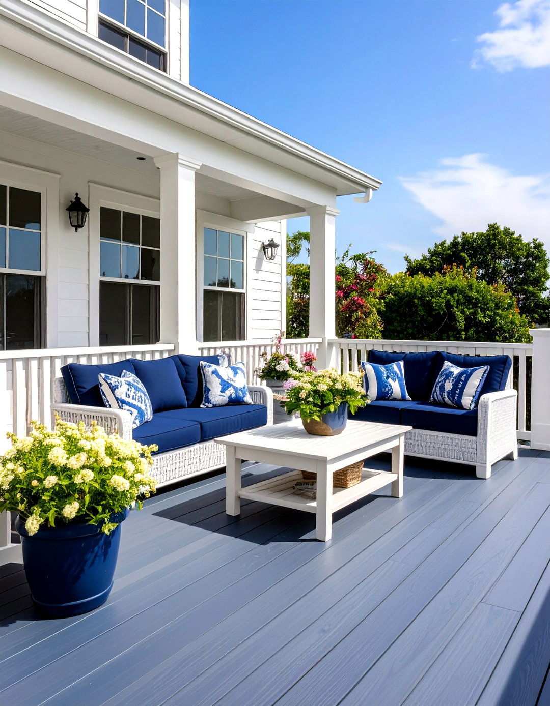 Navy Blue and White Coastal Design - 24 Two Tone Deck Color Schemes