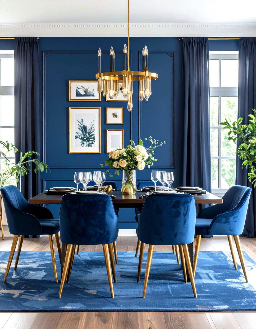 Navy Blue Art and Gallery Wall - 24 Navy Blue Dining Room Ideas