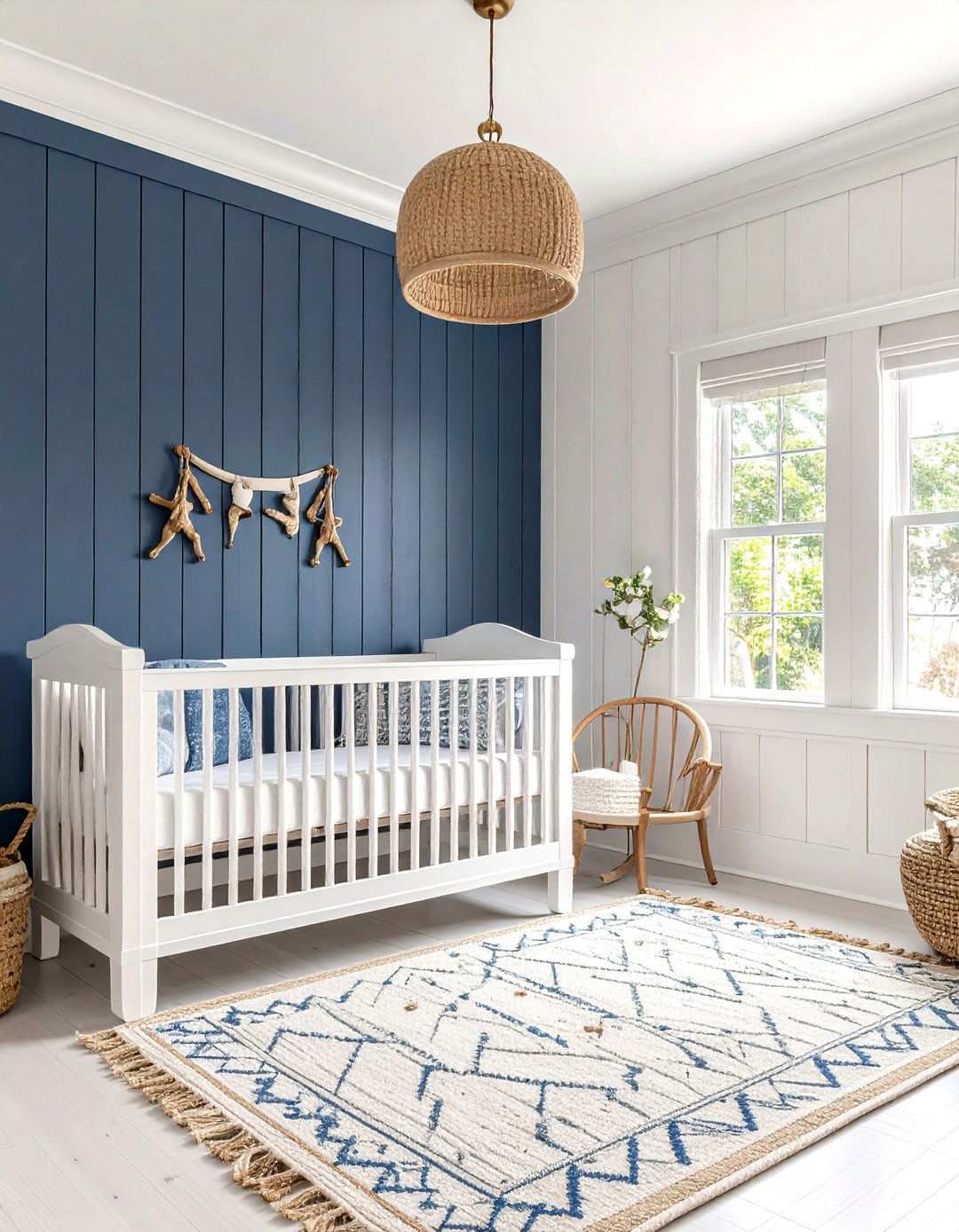 Navy Blue Board and Batten Nautical Nursery - 24 Wainscoting Nursery Ideas