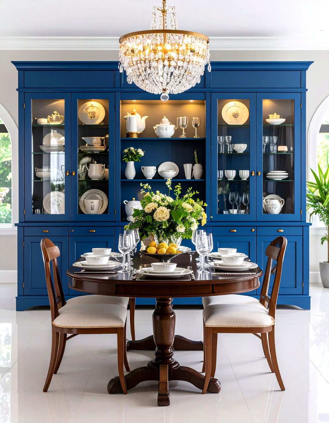 Navy Blue China Cabinet Display - 24 Navy Blue Dining Room Ideas