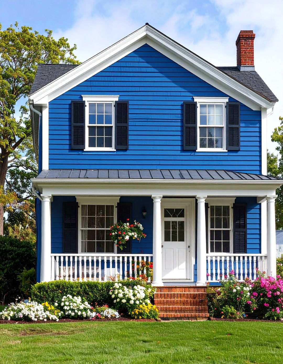 Navy Blue Clapboard Colonial - 24 Midnight Blue & Dark Blue House Siding Colors