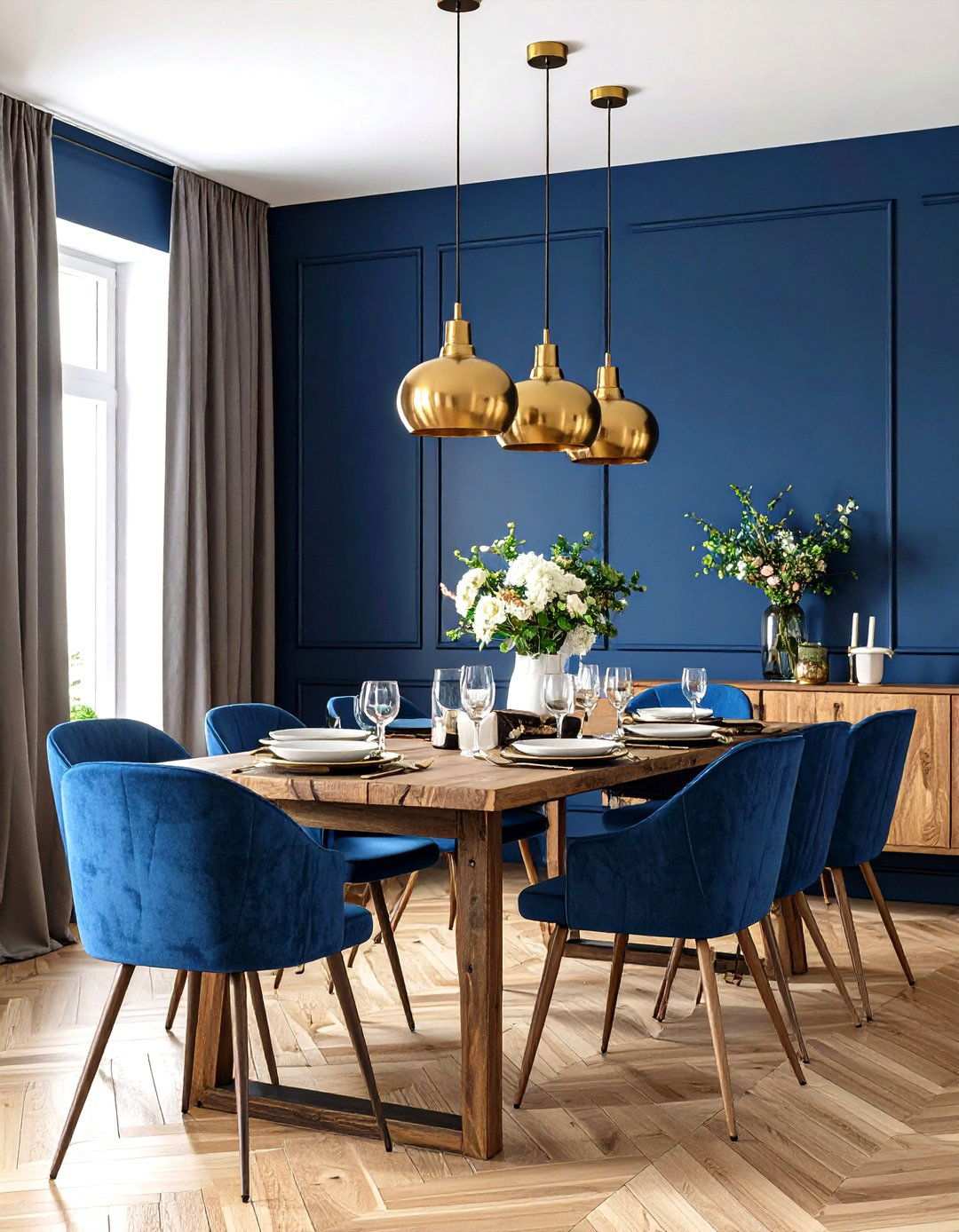 Navy Blue Dining Room Design - 24 Moody Dining Room Ideas