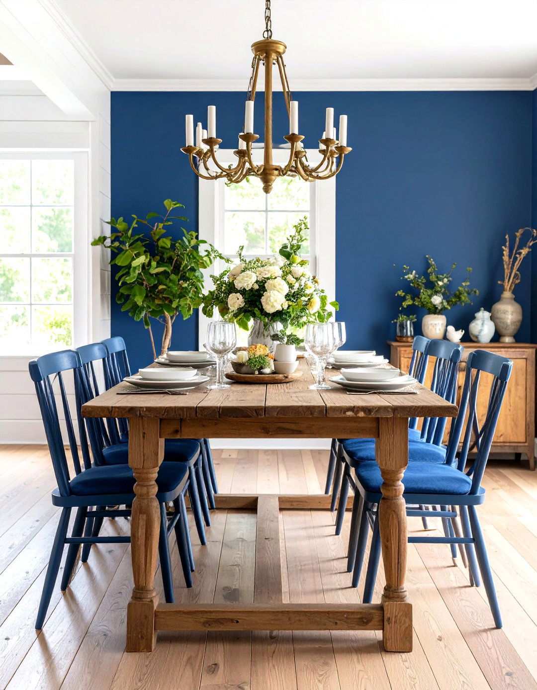 Navy Blue Farmhouse Style Integration - 24 Navy Blue Dining Room Ideas