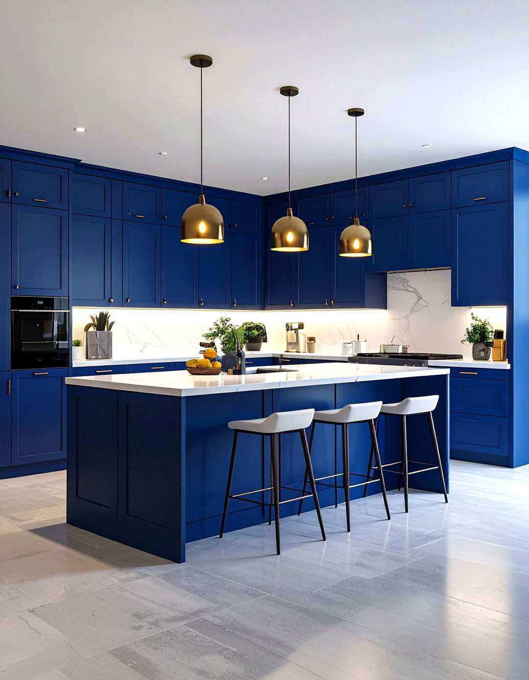 Navy Blue Kitchen Island with White Perimeter Cabinets - 24 Navy Blue Kitchen Cabinets Ideas
